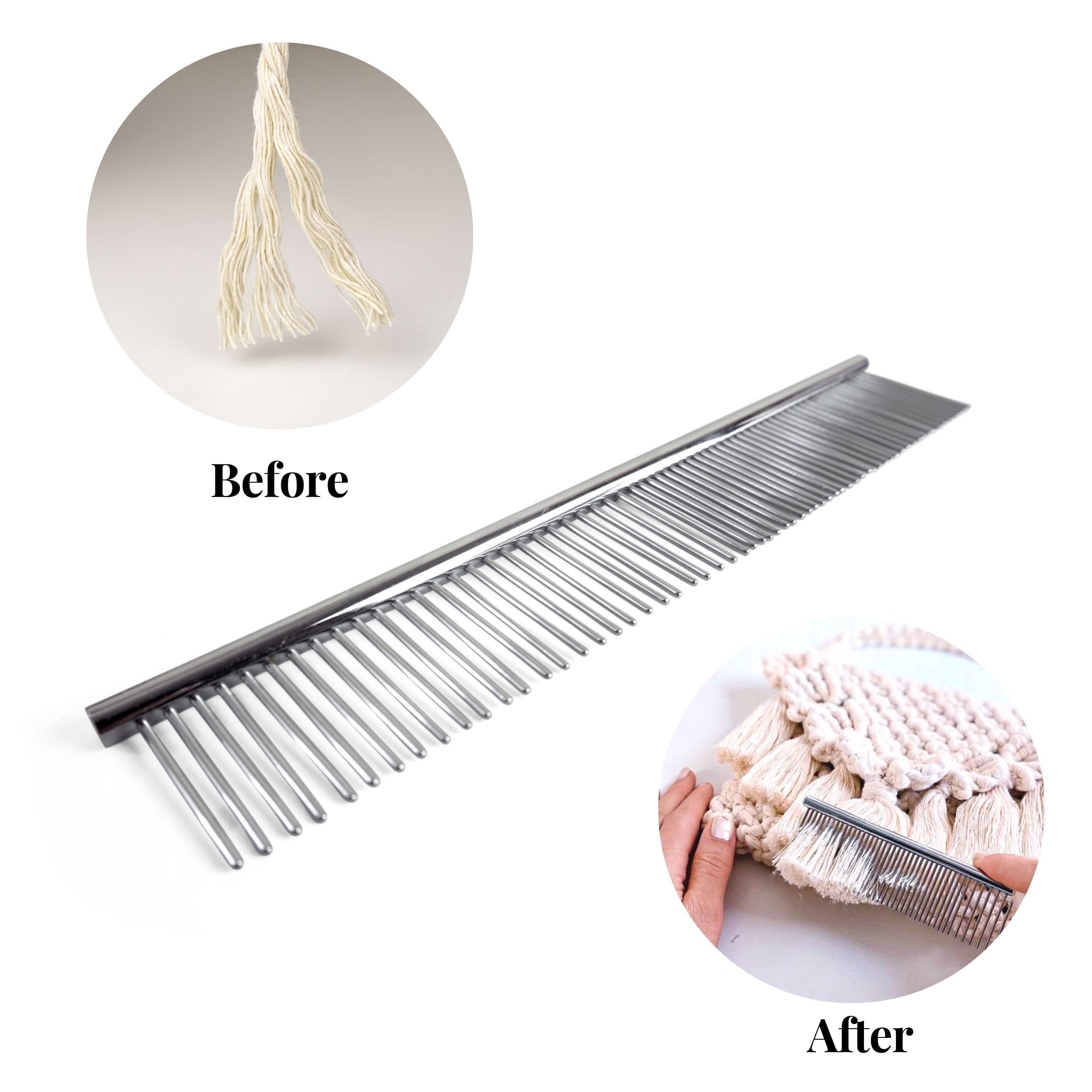 BOCHIKNOT Macrame Fringe Comb - Stainless Steel Craft Comb for Fiber Macrame & Knotting - DIY Macrame Tools for Cotton Cord Rope - Wall Hanging & Plant Hanger Supplies - Perfect for Home Decor and Boho Crafts