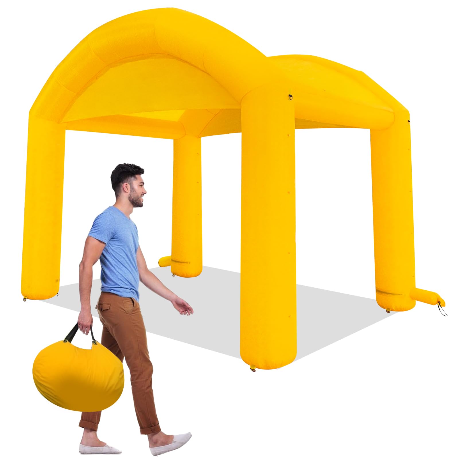 13'x10' Pop Up Canopy Tent - Large Inflatable Sun Shade Shelter for Outdoor Parties, Weddings, Carnivals & Backyard Events | Easy Foldable Design, Yellow (Blower Not Included) | Perfect for Picnics, Beach Days, Farmers Markets & Tailgating