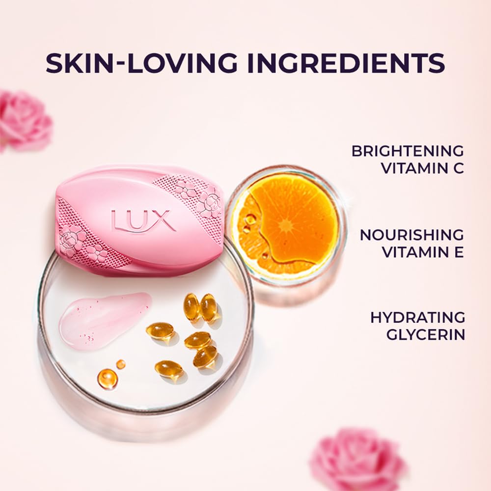 Vitamin C & E Infused Lux Even-Toned Glow Bathing Soap - Pack of 8 x 150g for Radiant Skin | Perfect for Daily Skincare & Spa-Like Bath Experience