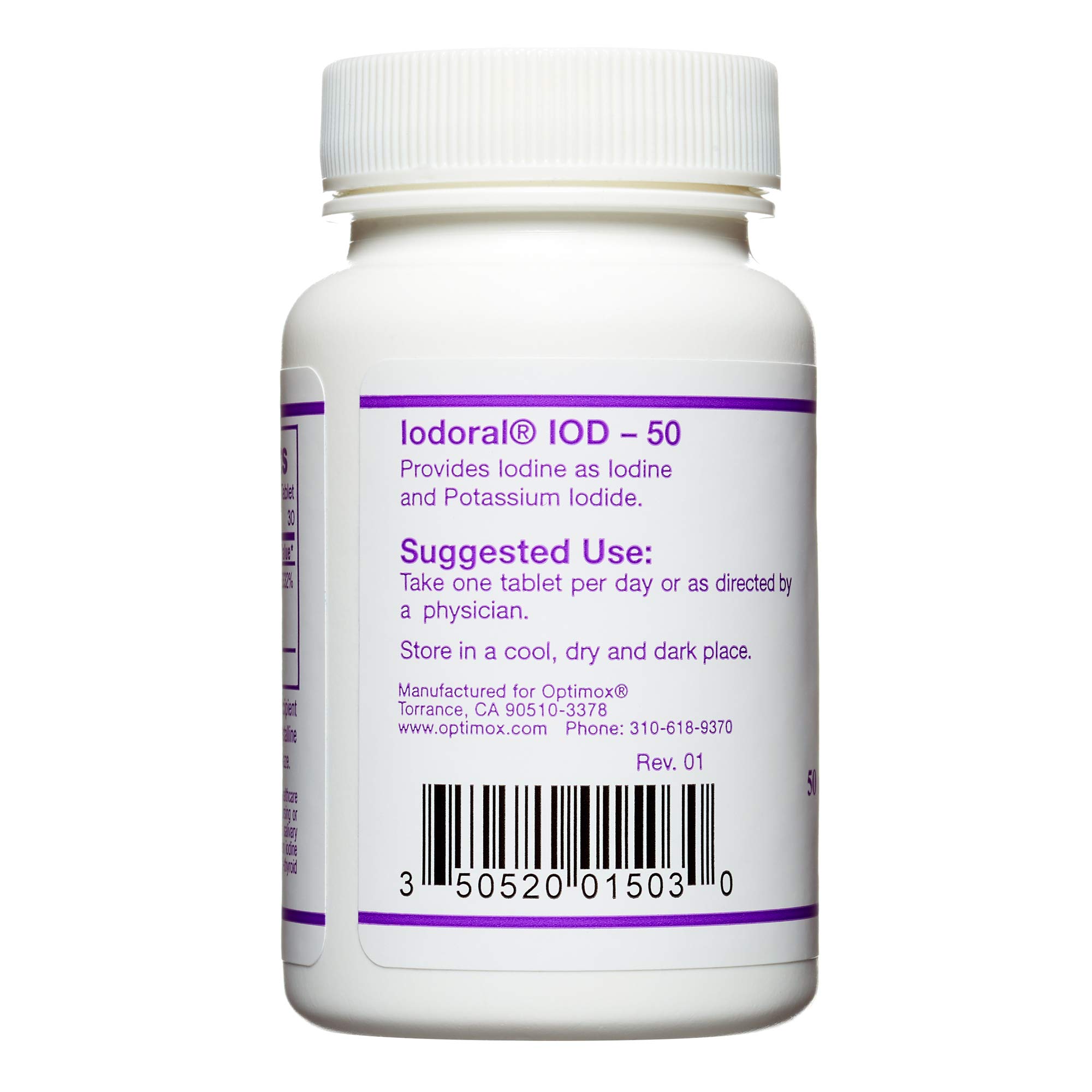Optimox Iodoral 50 mg High Potency Iodine Supplement - Potassium Iodide Tablets for Thyroid Support, Vitamins & Minerals (90 Count) - Boost Energy & Metabolism for Thyroid Health