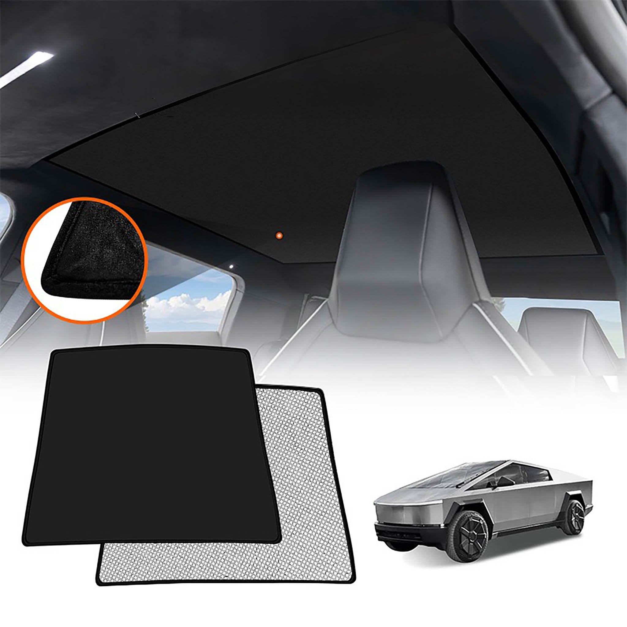 Cybertruck Ultimate Heat Blocking Electrostatic Adsorption Glass Roof Sunshade - UV Protection & Heat Reduction for Tesla Cybertruck - Perfect for Summer Driving & Outdoor Parking