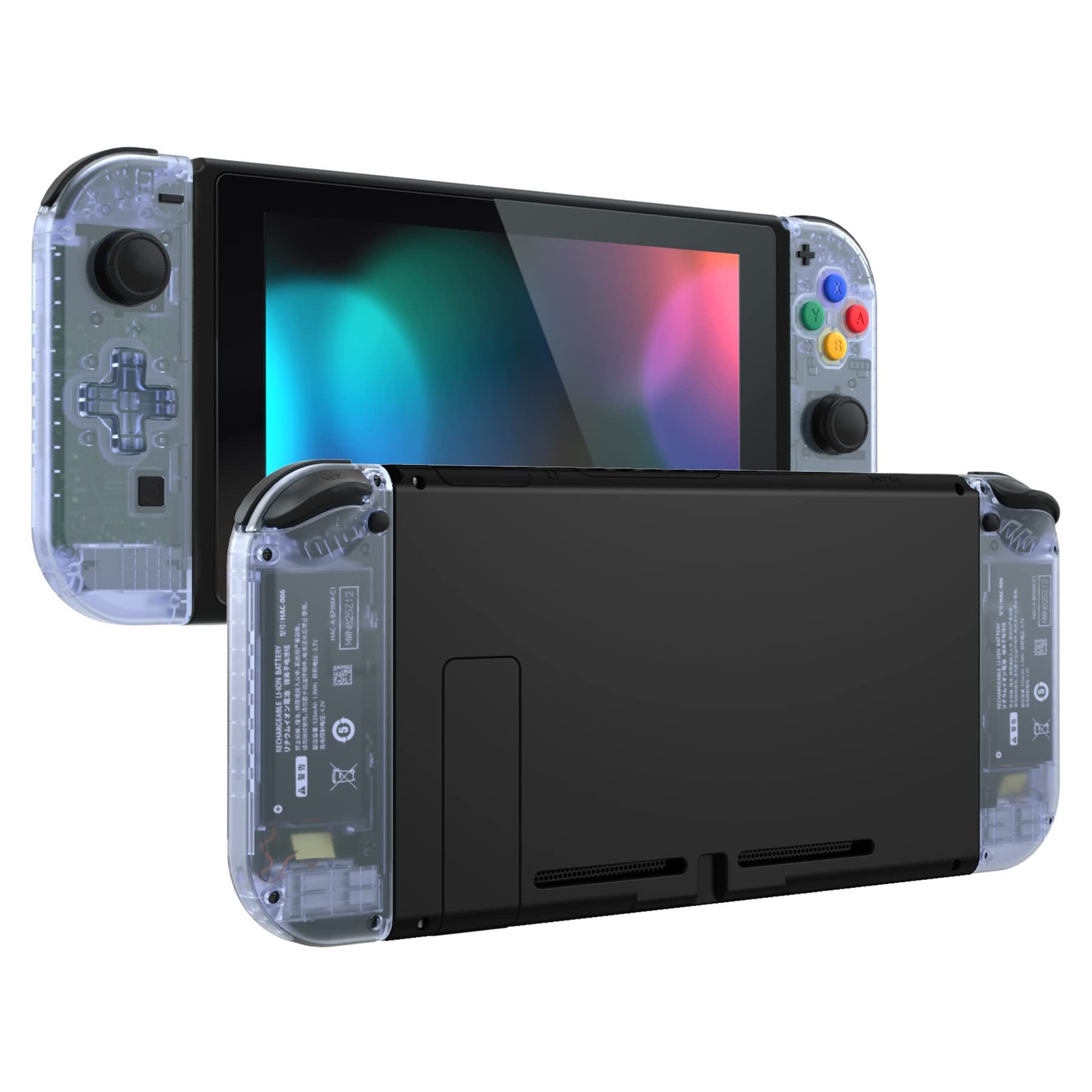 ExtremeRate Replacement Shell Case for Nintendo Switch/OLED Joy-Con Controller with Screwdriver & D-Pad - Glacier Blue Transparent | DIY Repair Kit for Custom Gaming Setup | Perfect for Switch Modding & Controller Protection