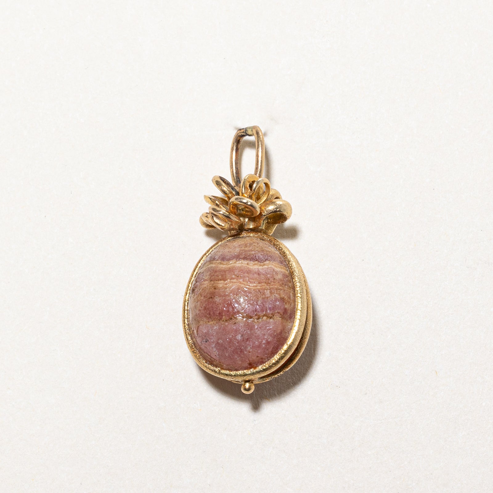 Cavelti Natural Rhodochrosite Egg Charm Pendant - 22.00 Carat Gemstone Jewelry for Healing, Meditation & Energy Work
