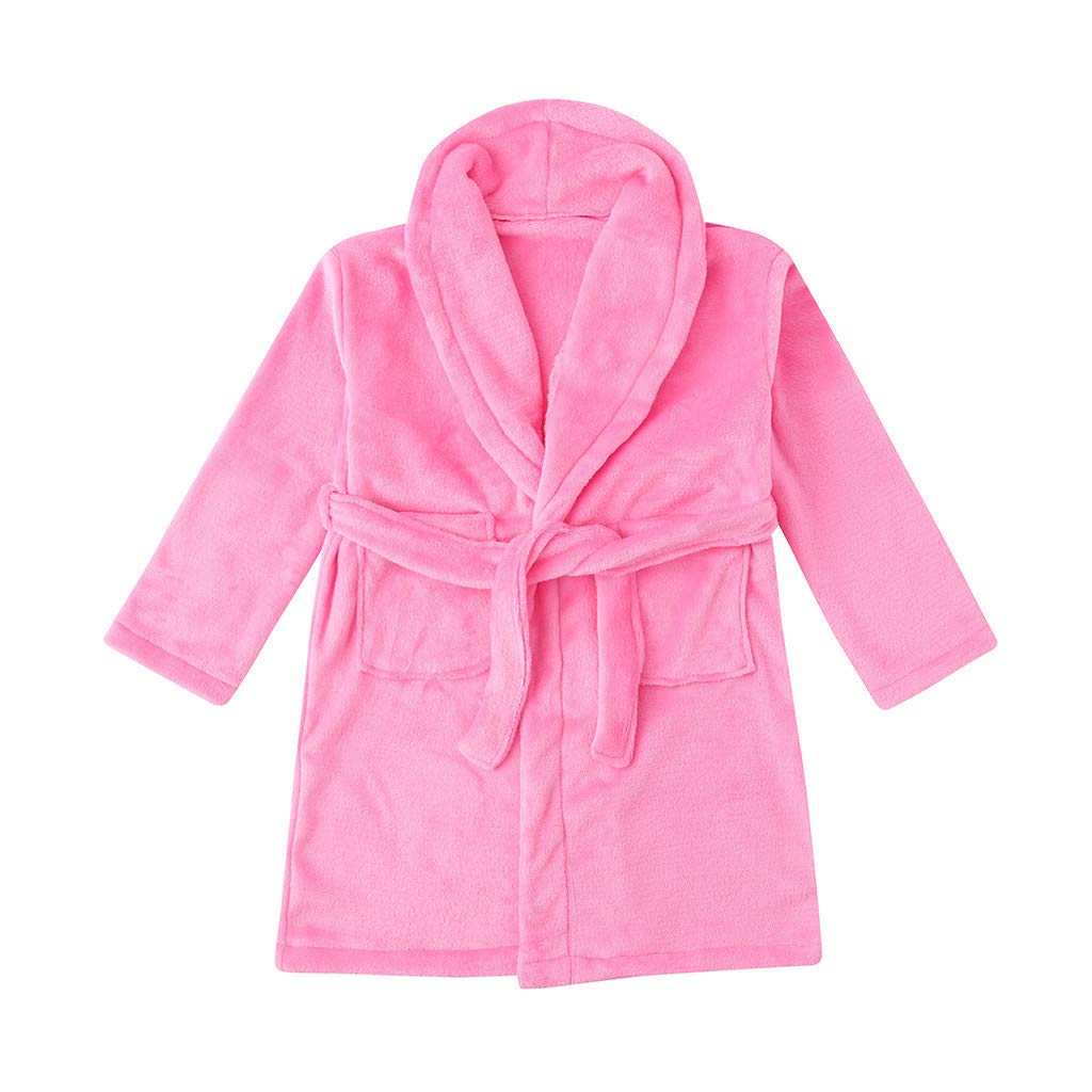 Soft Flannel Cashmere Blend Kids' Towel Clothes Set for Boys & Girls (3-12Y) - Warm & Cozy Pink Outfit for Winter, Home & Travel Comfort