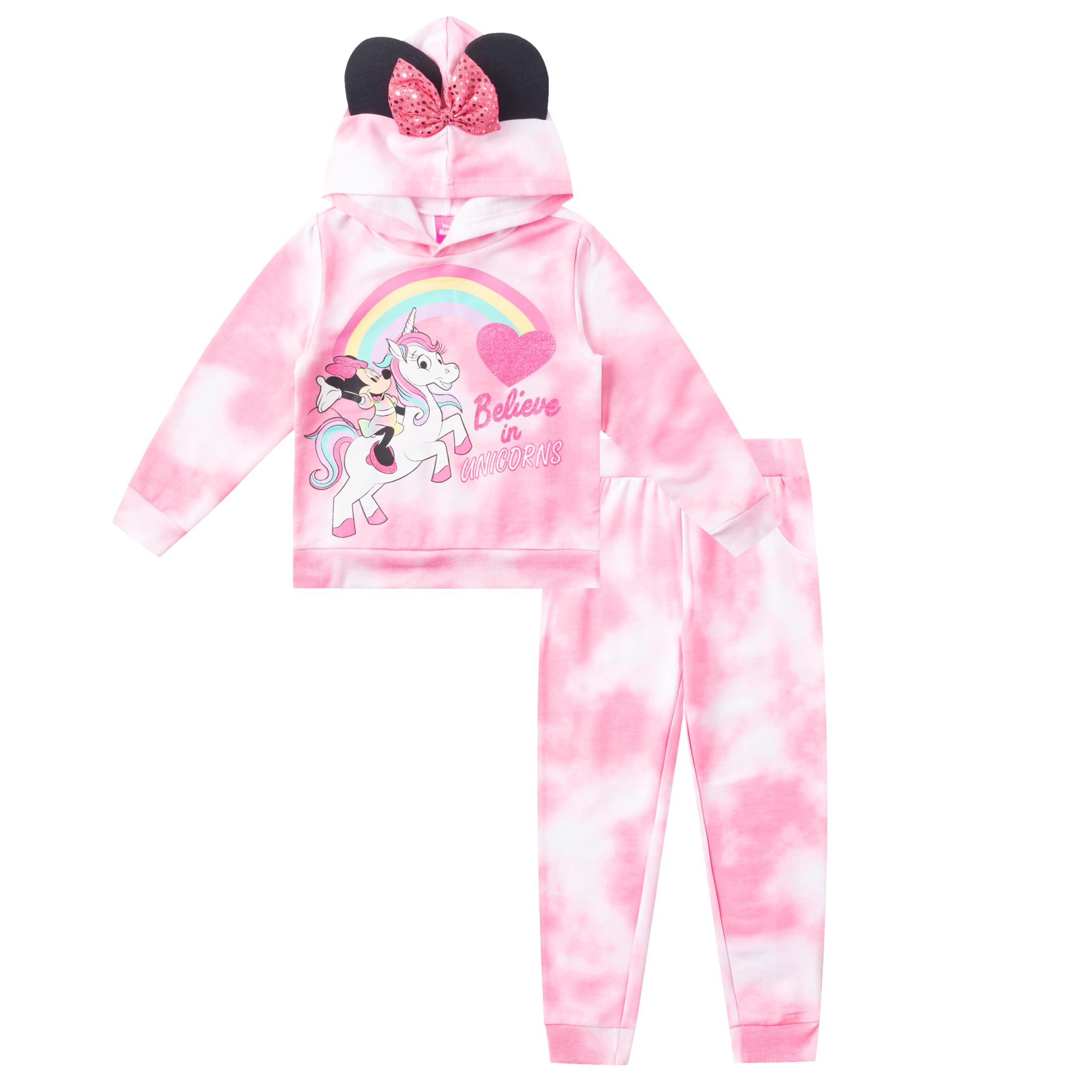 Disney Minnie Mouse Girls Hoodie and Pants Set for Toddler & Kids - Soft Cotton Playwear for School, Birthday Parties & Family Outings