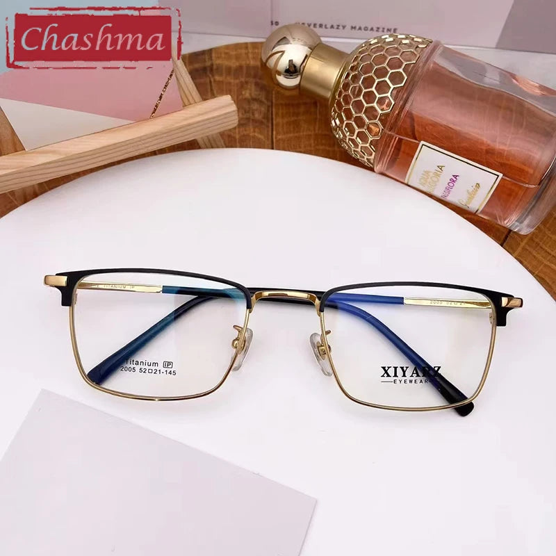 Premium Titanium Full Rim Square Eyeglasses for Men - Lightweight & Durable Frame (Model 42005) | Perfect for Office, Reading & Everyday Fashion