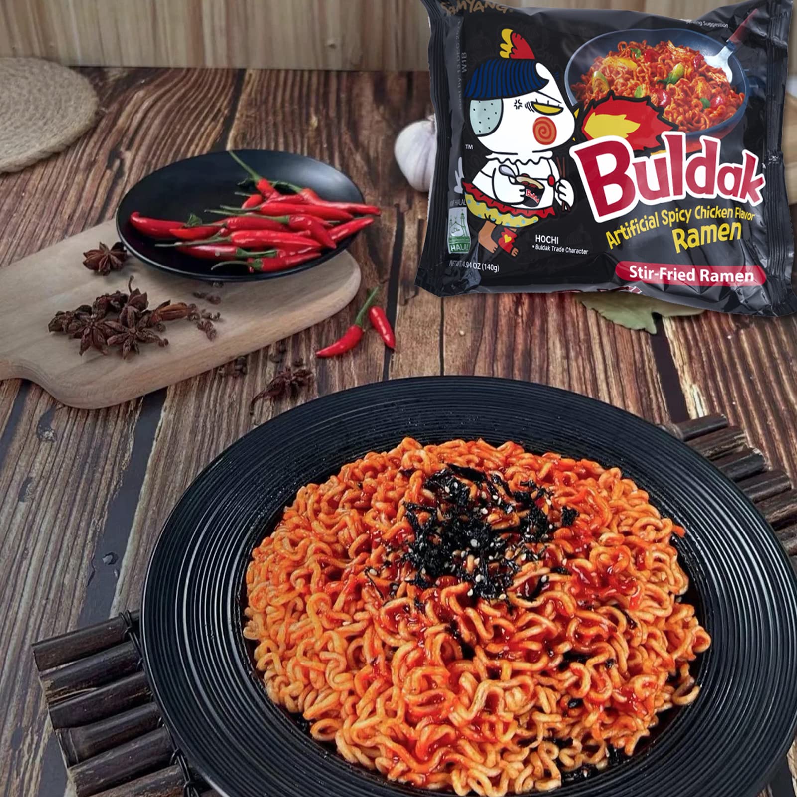 Samyang Buldak Hot Chicken Spicy Ramen - Korean Instant Noodles 5 Pack (4.94 oz, Original Flavor) - Perfect for Quick Meals, Late Night Snacks & Spicy Food Lovers