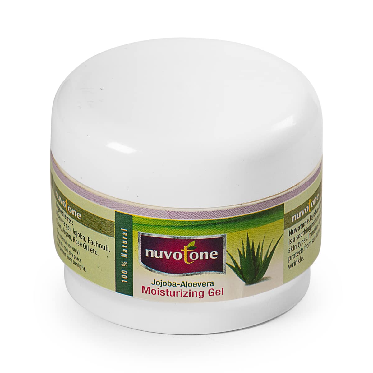 Nuvotone Aroma Jojoba Aloe Vera Moisturizing Gel - Pure, Non-Sticky & Lightweight Face Moisturizer for Hydration & Anti-Acne (50g, Pack of 2) | Perfect for Daily Skincare, Sunburn Relief & Post-Workout Refreshment