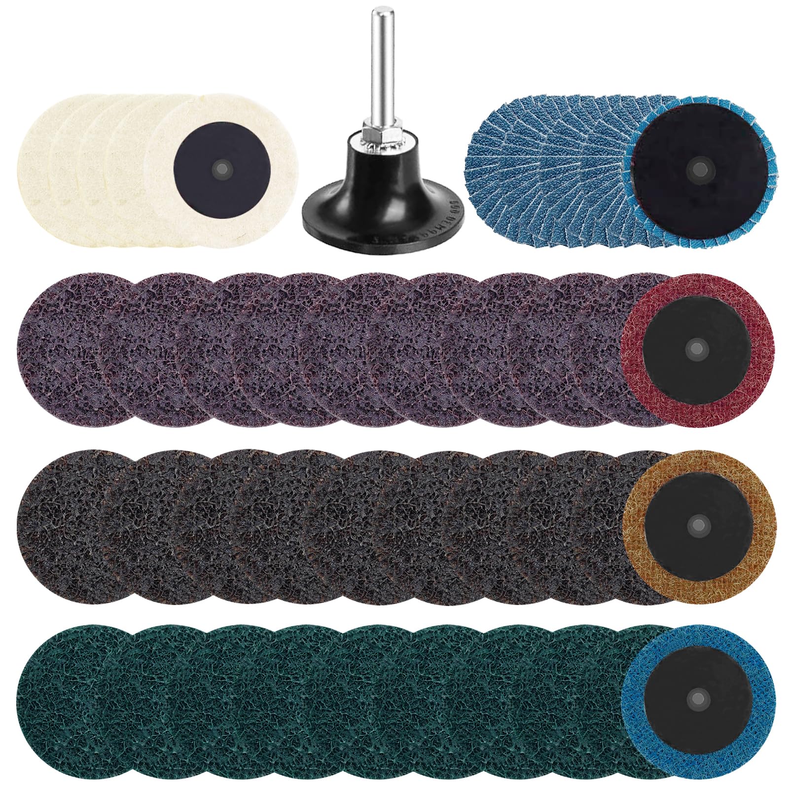 41PCS 2 Inch Quick Change Sanding Discs Set - Nylon Surface Conditioning Discs with 1/4