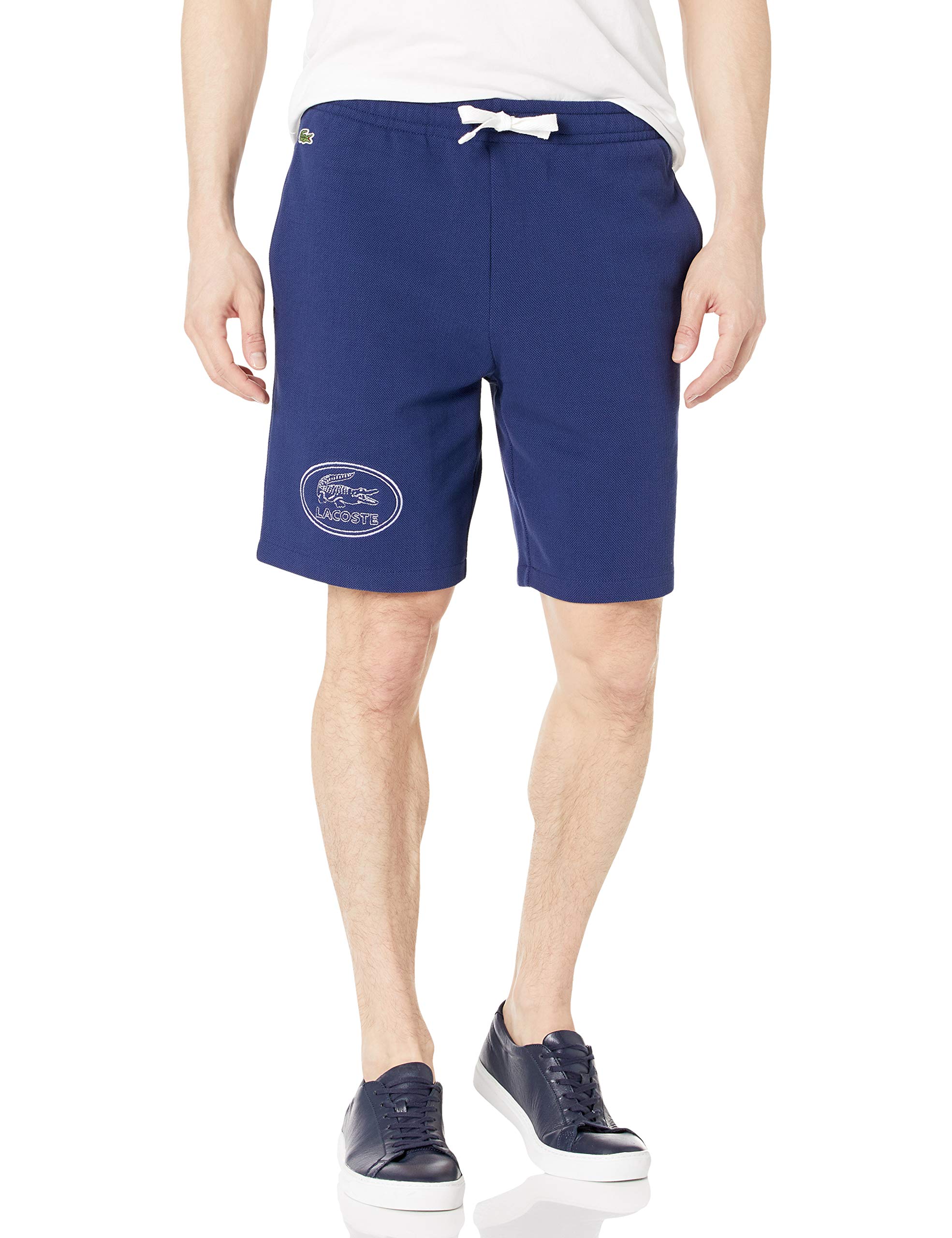 Lacoste Men's Embroidered Graphic Fleece Shorts - Comfortable & Stylish Casual Wear for Summer, Gym, and Lounge