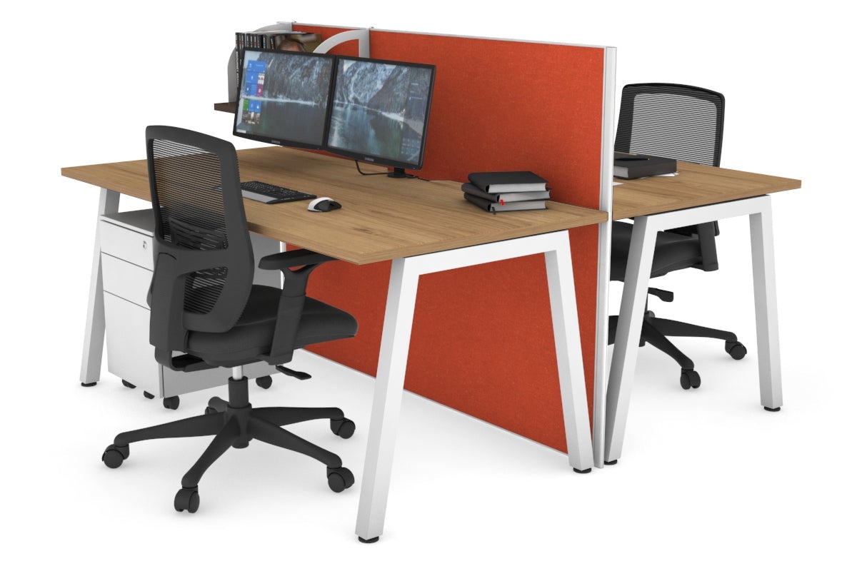 Horizon Quadro 2-Person Office Workstation Bench with A-Legs - 1600L x 800W Dimensions & Cable Management Scallop - Perfect for Collaborative Workspaces & Office Desking Solutions