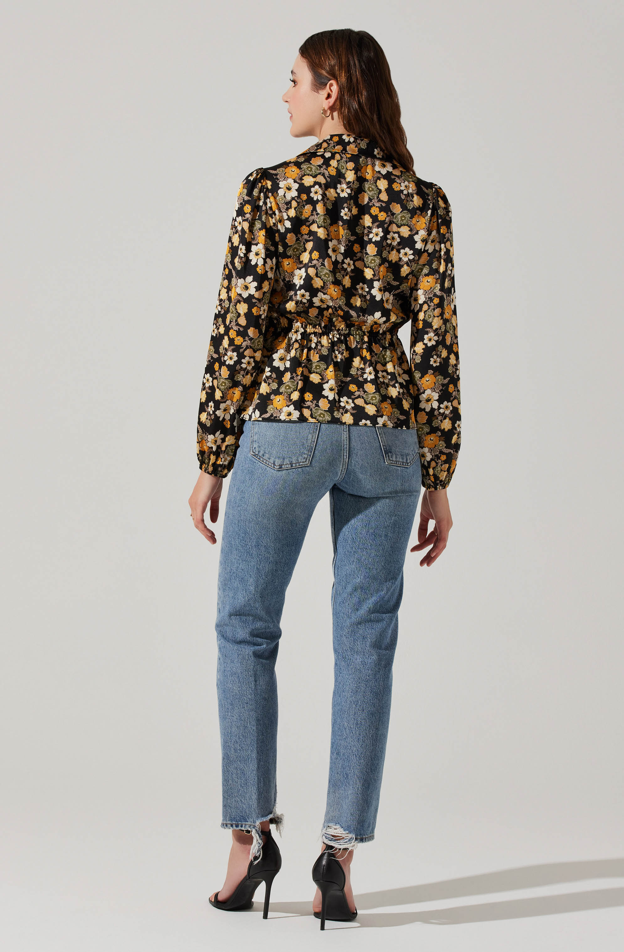 Asymmetrical Collared Floral Wrap Blouse for Women - Stylish Summer Tops for Casual Outings & Date Nights