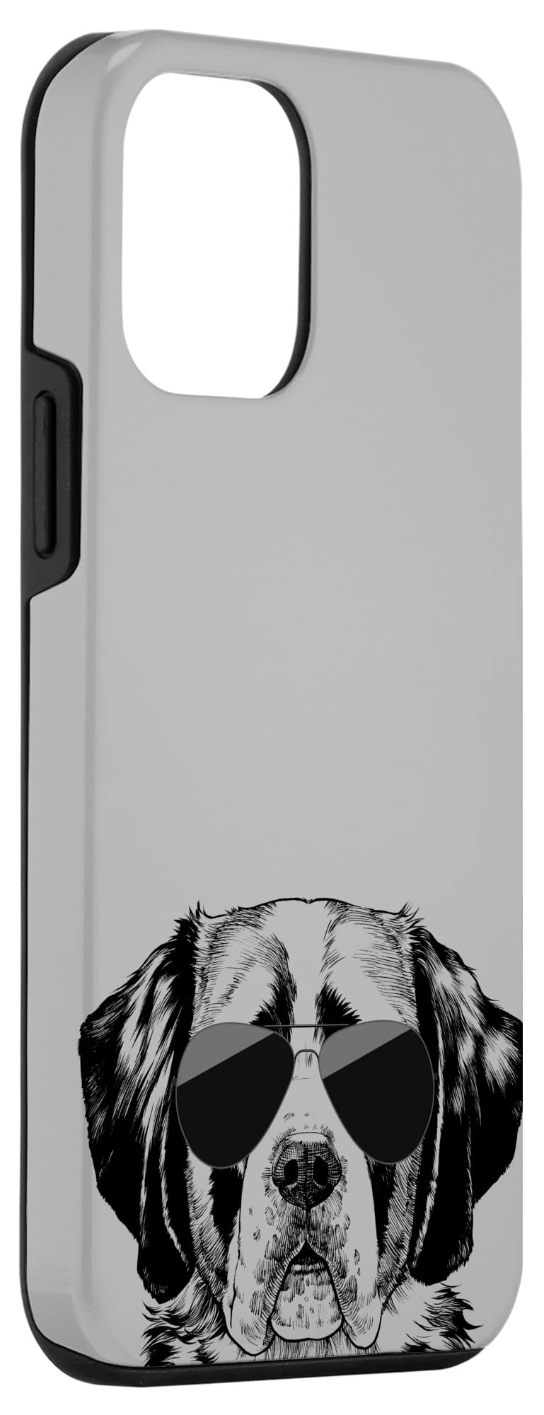 iPhone 12 Mini Phone Case with Saint Bernard Dog & Sunglasses Design - Cute Protective Cover for Everyday Use, Work, and Travel