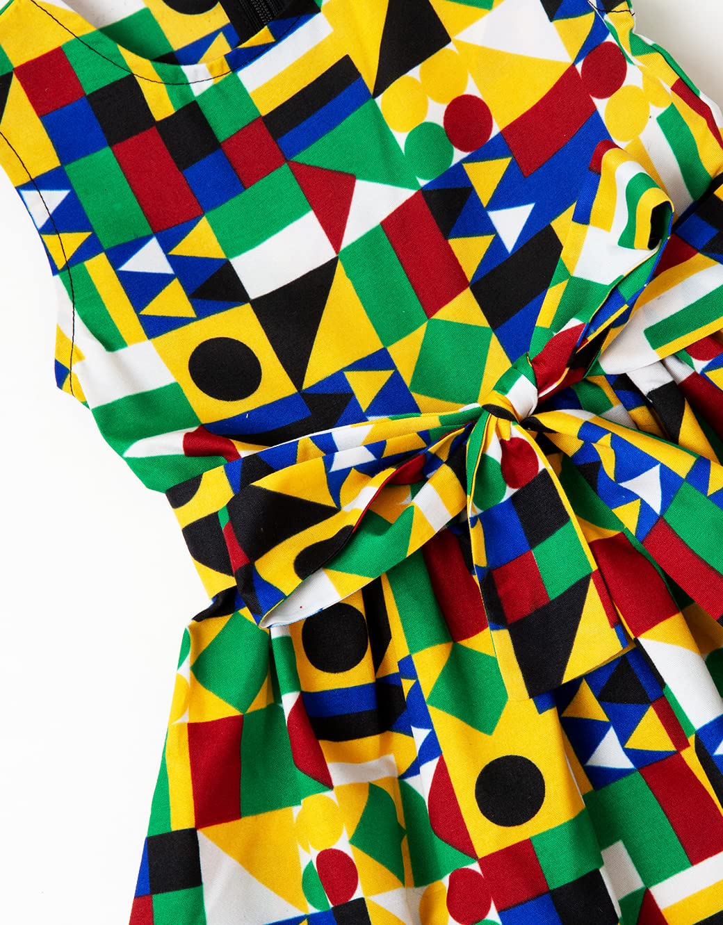 African Print Sleeveless Tie Waist Vintage Dresses for Girls - Perfect for Summer Outfits, Beach Vacations & Cultural Events