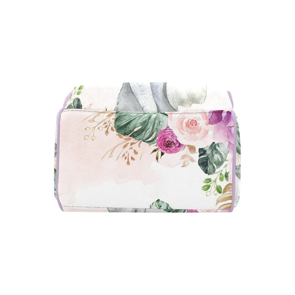 **Personalized Purple Floral Elephant Diaper Backpack - Stylish Nursing & Nappy Bag for Moms, Baby Essentials Organizer, Perfect for Travel, Outings & Baby Showers**