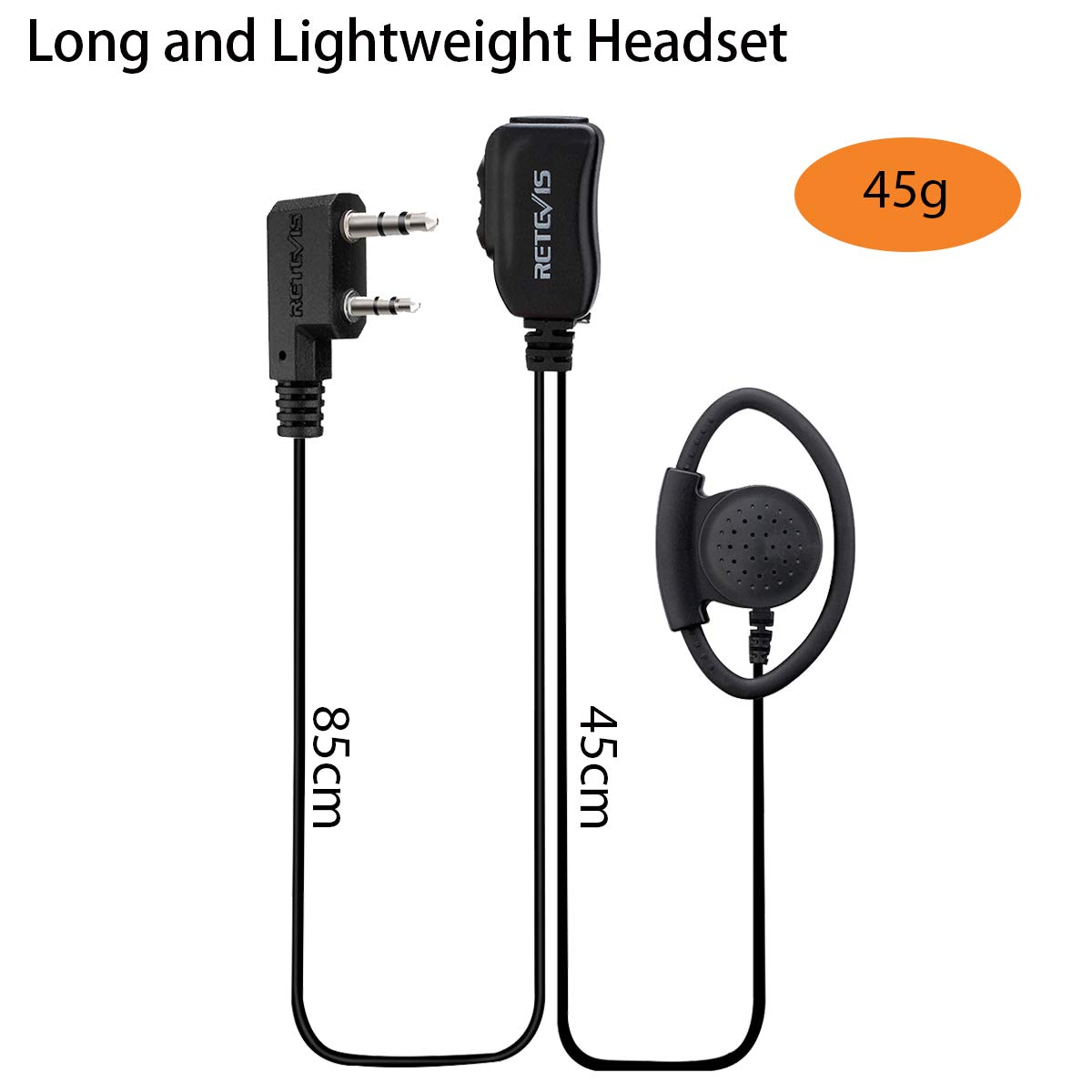 Retevis 6-Pack Two-Way Radio Headset with Microphone - Compatible with RT24, RT27, RT28, RT619, H777, RT22, RT21, Baofeng UV-5RA & 888s Walkie Talkies - Adjustable D-Shaped PTT Headset for Construction, Security, Warehouse & Outdoor Activities