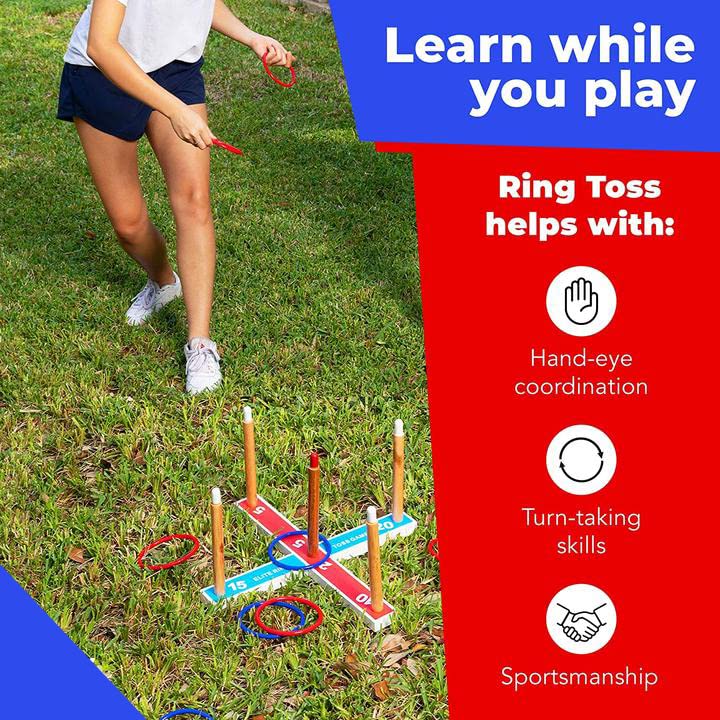 Elite Sportz Ring Toss Game Set - Outdoor Yard Games for Kids & Adults - Fun Backyard Toys for Family Gatherings, Birthday Parties, Picnics and BBQ Events - Perfect Lawn Game for Ages 4-8+