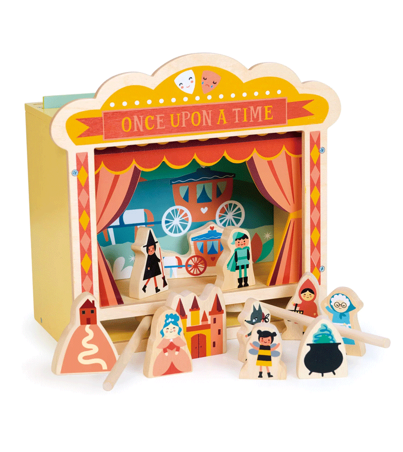 Wooden Tabletop Theatre by Mentari - Handcrafted Puppet Show Stage for Kids, Home & Classroom Storytelling - Perfect for Creative Play & Educational Activities