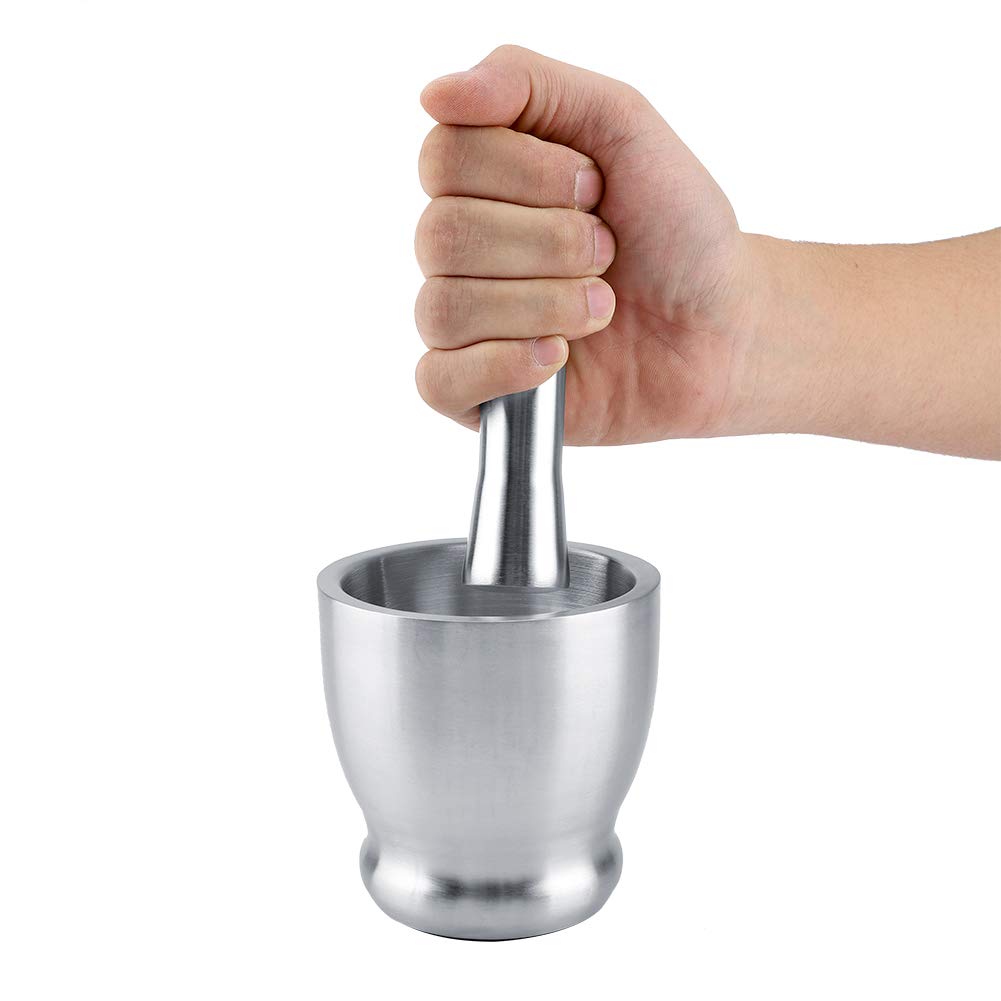 Premium Stainless Steel Mortar and Pestle Set - Heavy Duty Spice Grinder for Garlic, Herbs, Coffee Beans & Seasonings - Perfect for Kitchen, Cooking, Baking & Homemade Spice Blends