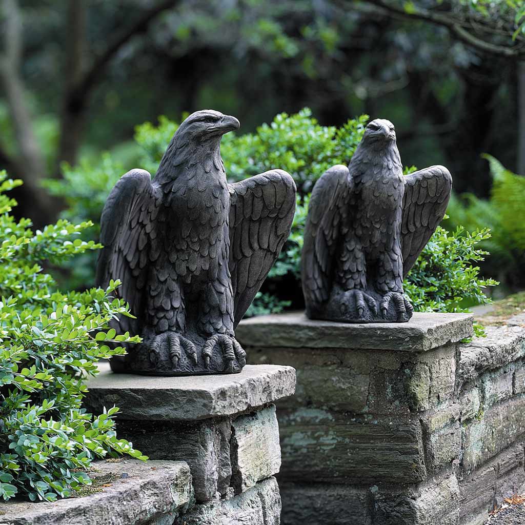 Campania International Eagle Statue - Left & Right Gazing - Elegant Home & Garden Decor for Outdoor & Indoor Use