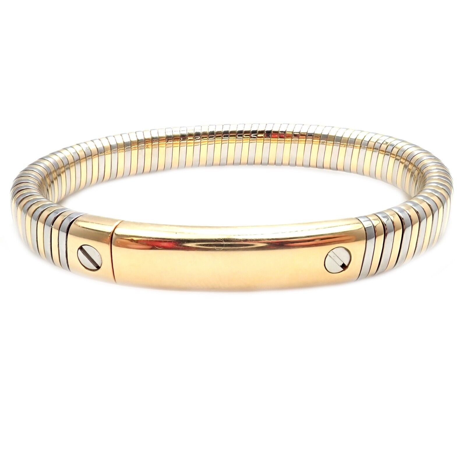 Authentic Vintage Van Cleef & Arpels 18k Yellow Gold & Steel Bangle Bracelet - Luxury Jewelry for Women, Perfect for Weddings, Parties & Special Occasions