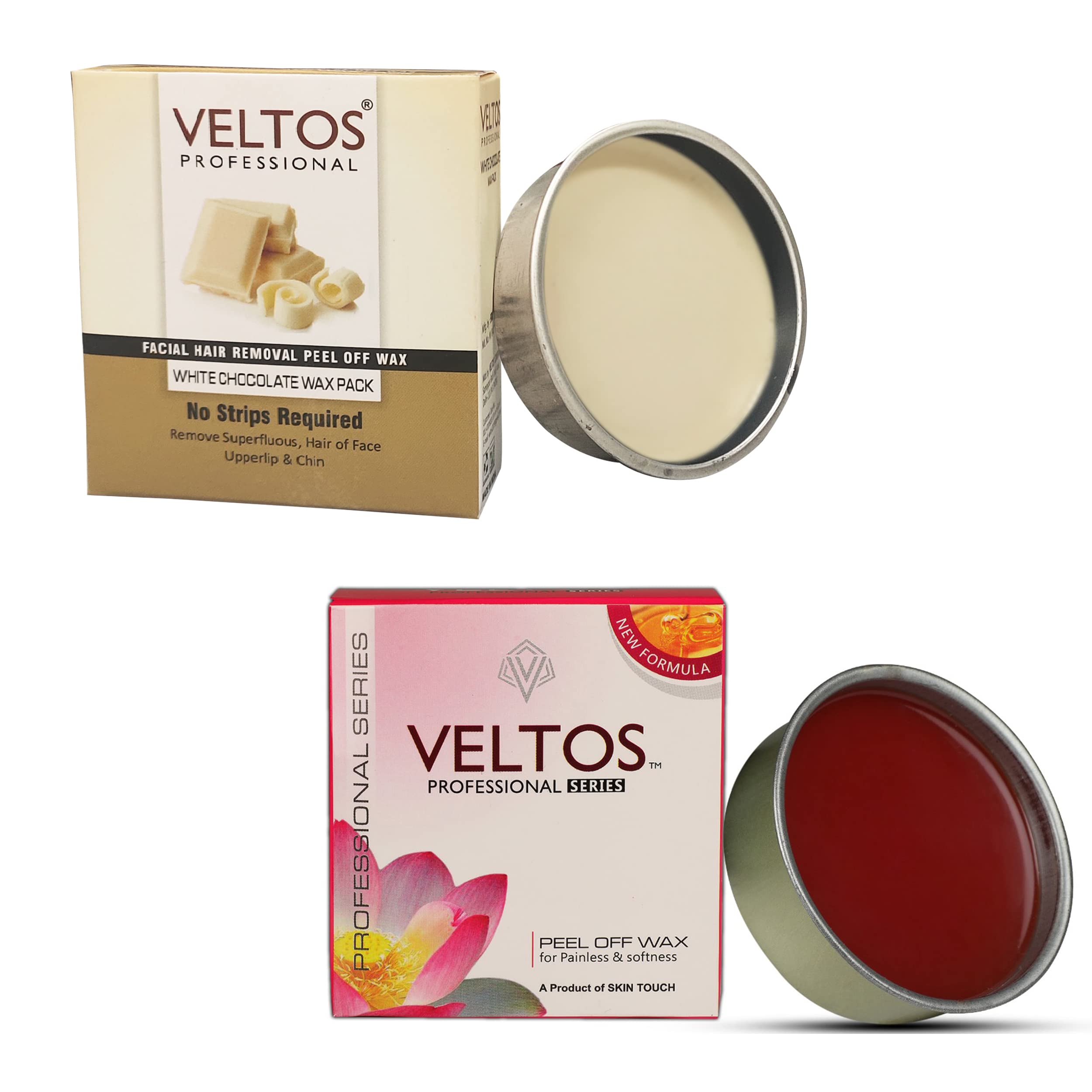 Veltos Professional White Chocolate & Red Wine Facial Peel Off Wax Kit - 80g (Pack of 2) for Smooth Skin | At-Home Spa Treatment & Beauty Routine