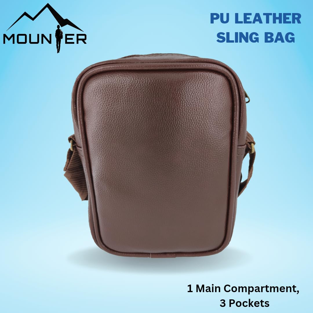 MOUNTER Stylish Leather Crossbody Bag for Men & Women - Durable Messenger Shoulder Bag for Travel, Office & Daily Use - Perfect for Work, Commuting & Casual Outings
