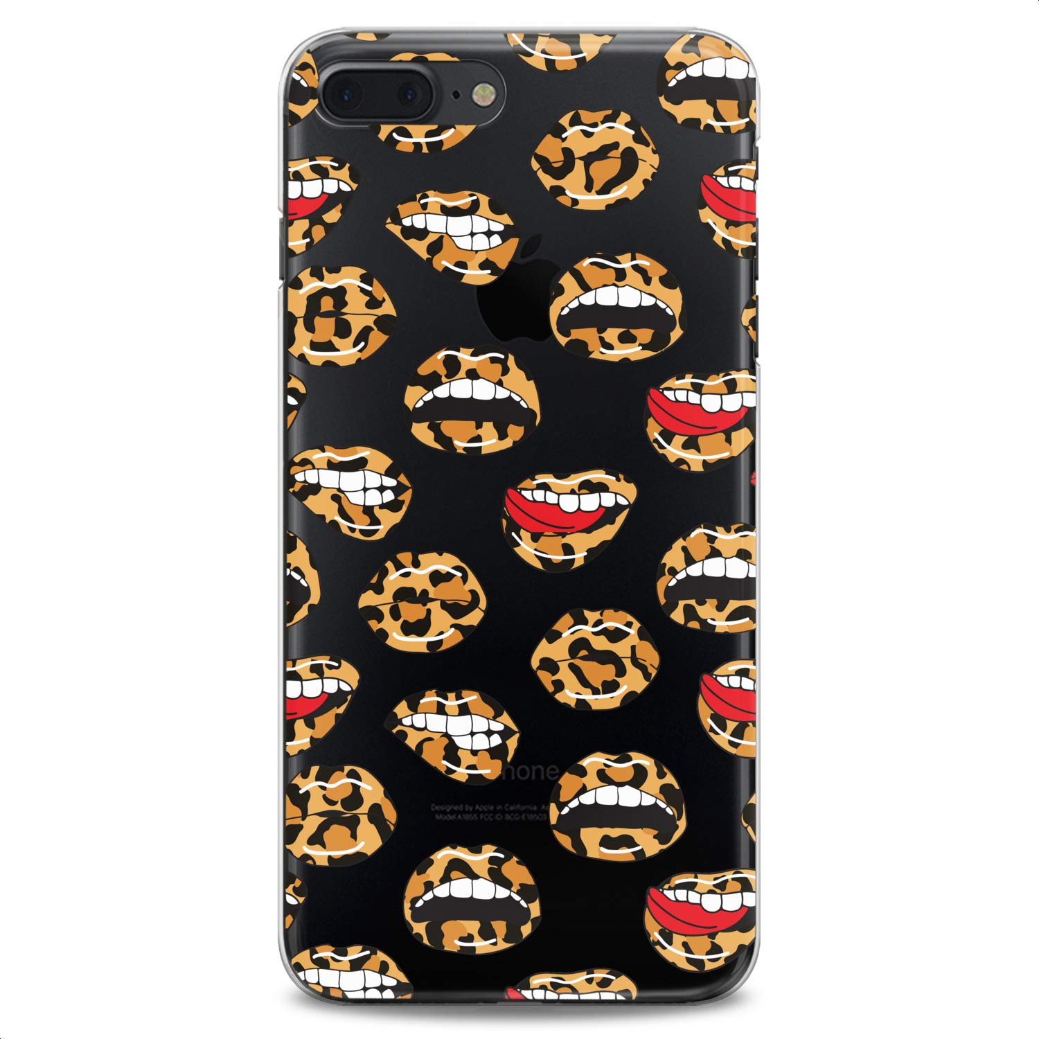 Premium TPU Phone Case for iPhone 16/15/14/13/12/11 Pro Max/Plus/Mini/XS/XR/X/8/7/6/5/SE - Slim Clear Leopard Lips Design, Flexible Silicone Protective Cover for Women - Perfect for Everyday Use, Office & School Accessory