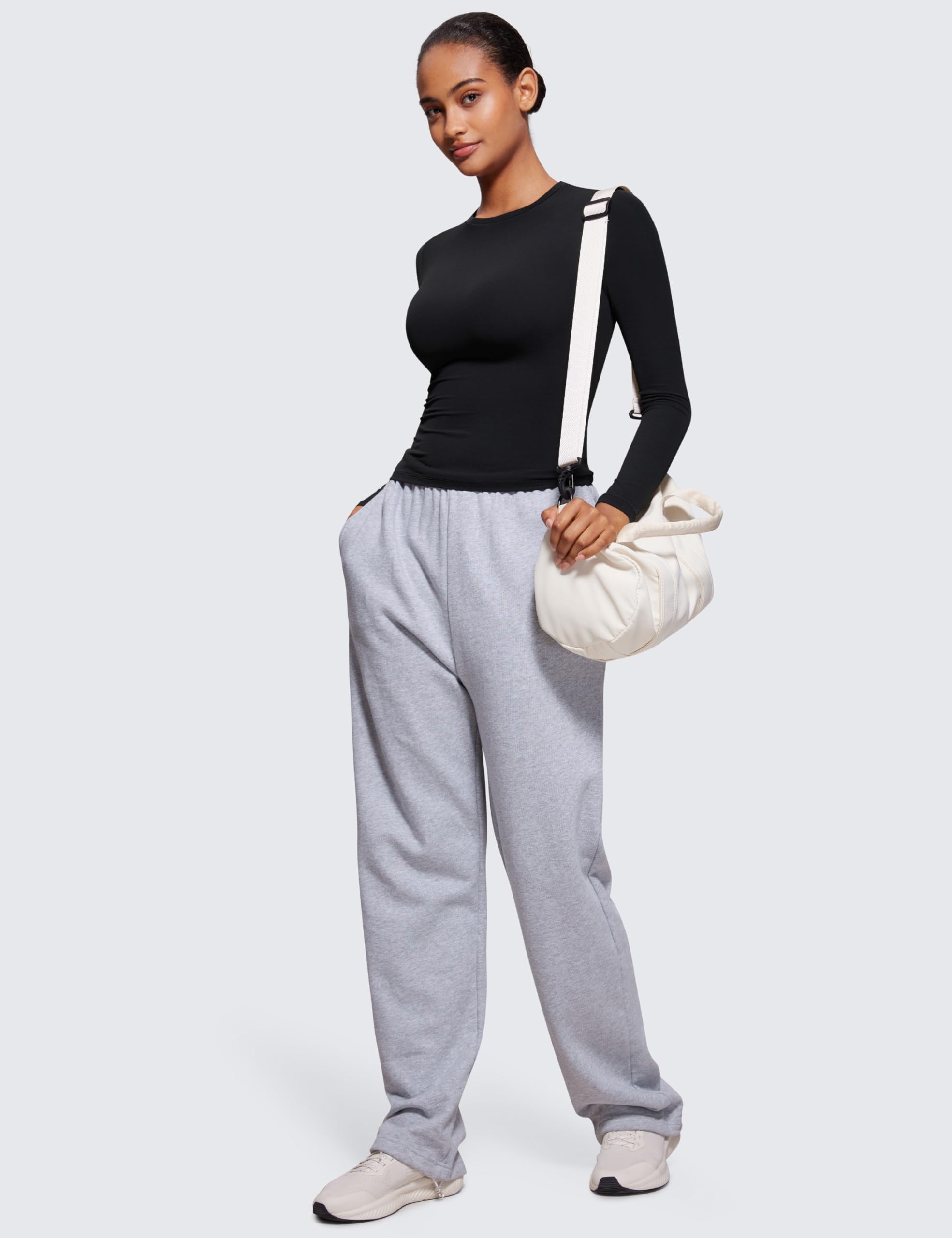 CRZ YOGA Women's Soft Embrace Long Sleeve T-Shirt - Crew Neck Fitted Basic Top for Fall & Winter - Yoga, Workout, Casual Wear & Daily Outfits