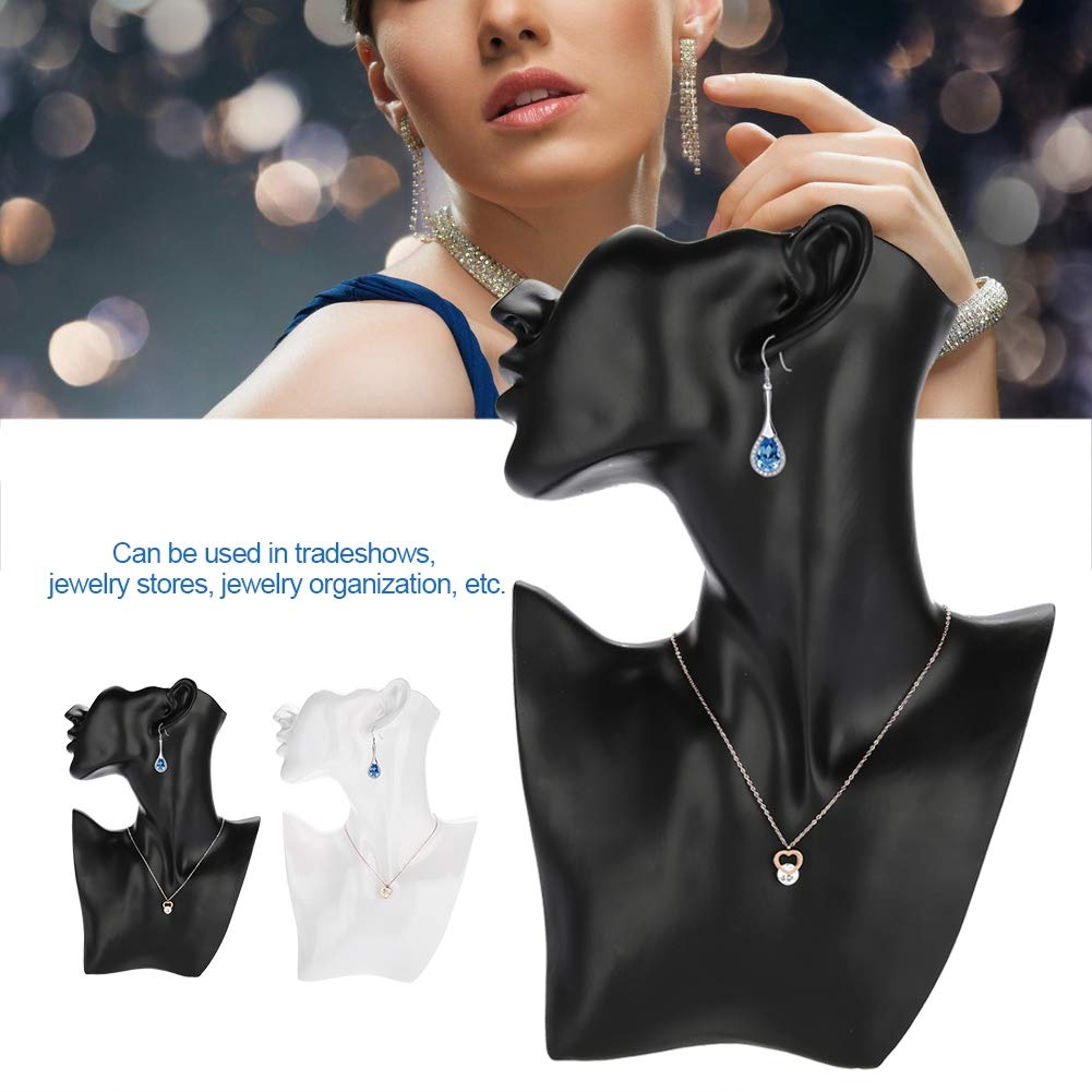 Elegant Black Jewelry Display Mannequin Bust Stand - Necklace & Earring Holder for Pendant Jewelry - Perfect for Boutique, Retail Store, and Trade Show Displays