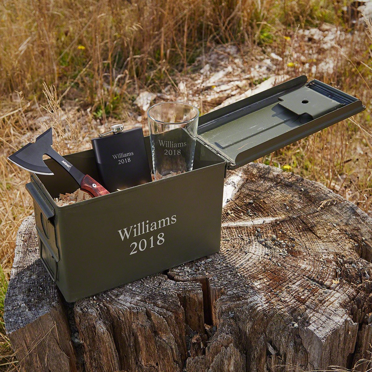 Personalized Hatchet & Ammo Can Groomsman Gift Set - Military & Custom Gifts for Men | Best Man, Father's Day & Outdoor Adventure Gifts | HomeWetBar