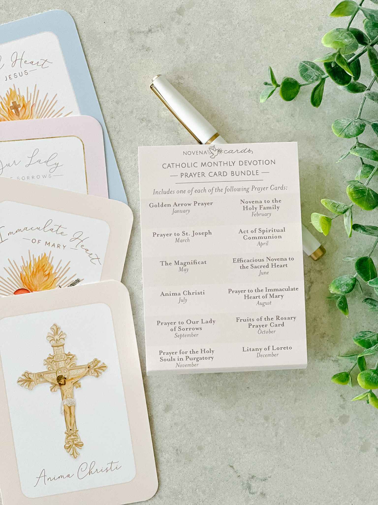 Catholic Monthly Devotion Prayer Card Bundle - Inspirational Religious Cards for Daily Worship, Bible Study & Gift Giving