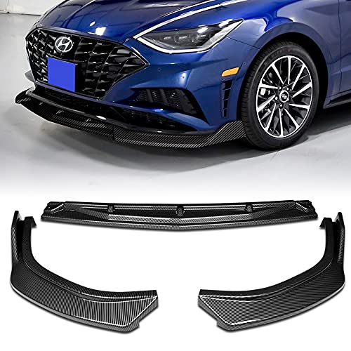 3PCS Front Bumper Lip Kit for 2020-2022 Hyundai Sonata - CK Style Splitter Trim Protection Spoiler & Air Dam Chin Diffuser (Carbon Fiber Look) - Enhance Style & Protection for Street Racing & Car Shows