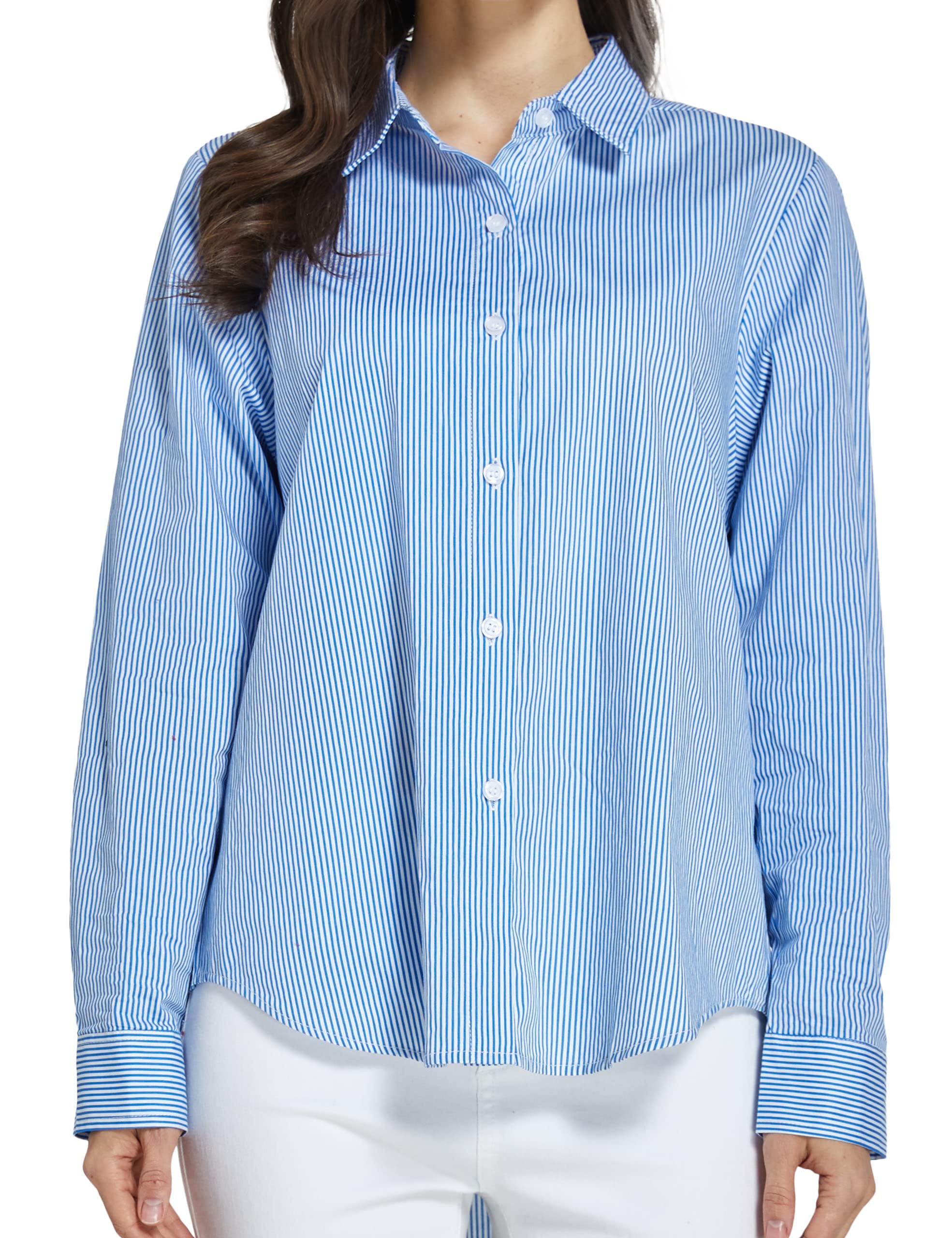 SSLR Women's Oversized Button Down Shirts - Long Sleeve Casual Dress Shirts with High Low Hem | Perfect for Office Wear, Weekend Outfits & Layering Fashion