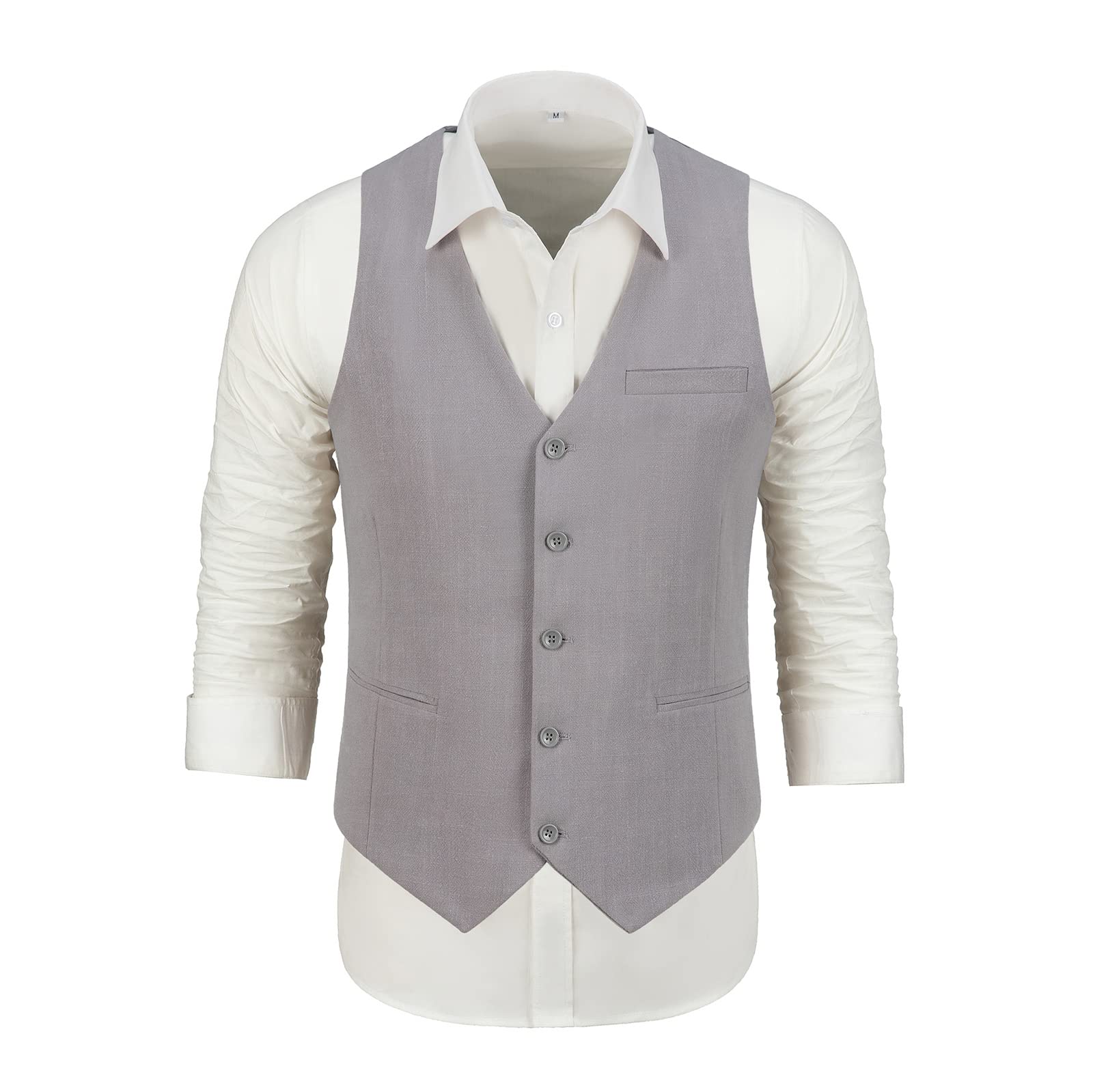 Men's Slim Fit 3-Piece Linen Wedding Suit Set - Groomsmen Tuxedo Blazer, Pants & Vest for Prom, Party & Formal Occasions | Breathable Summer Suit for Weddings & Special Events