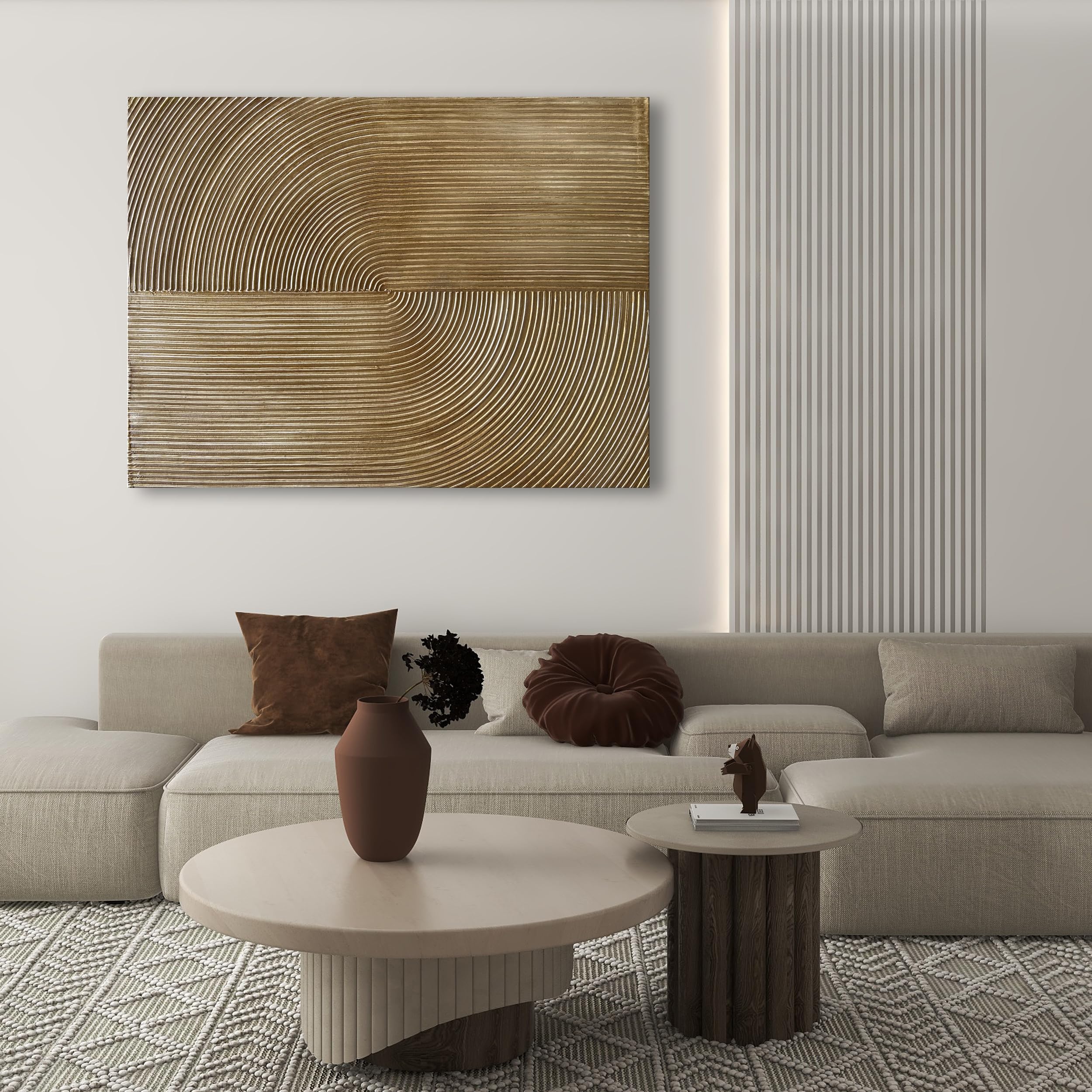 NANKAI 40x28 Inch Contemporary Minimalist Gold Texture Abstract Oil Painting - Modern Wall Art for Home, Office & Living Room Decor