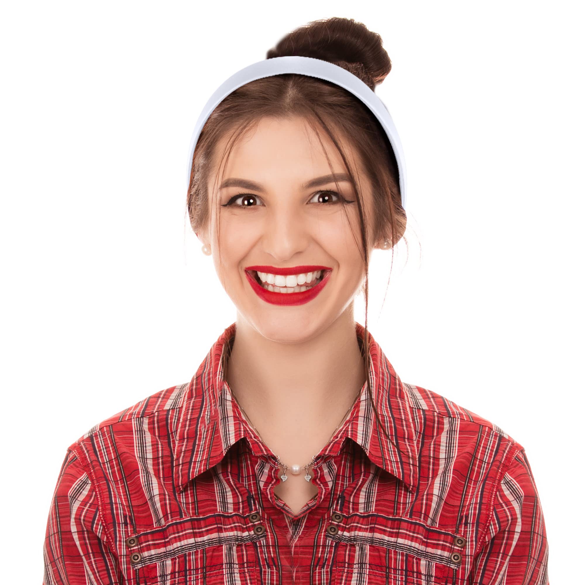 SIQUK 30-Piece White Satin Headbands Set - 1 Inch Wide Hard Hair Bands for Women & Girls | Perfect for DIY Hair Accessories, Bridal Parties, and Everyday Styling