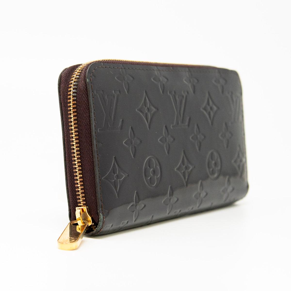 Authentic Louis Vuitton Burgundy Monogram Vernis Long Zip Wallet for Women | Luxury Leather Billfold with Multiple Card Slots | Perfect for Everyday Use, Travel & Gift Giving
