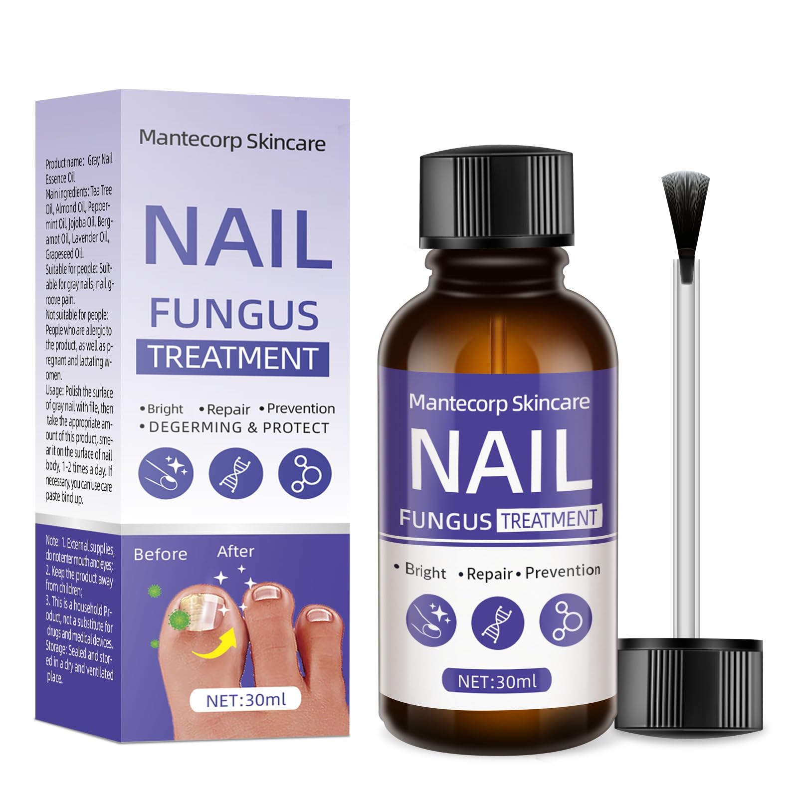 1Pcs 30ml Extra Strength Toenail Fungus Treatment for Athlete's Foot - Repair Thick, Broken, Discolored & Damaged Nails Safely | Blue Formula | Ideal for Daily Foot Care & Nail Restoration