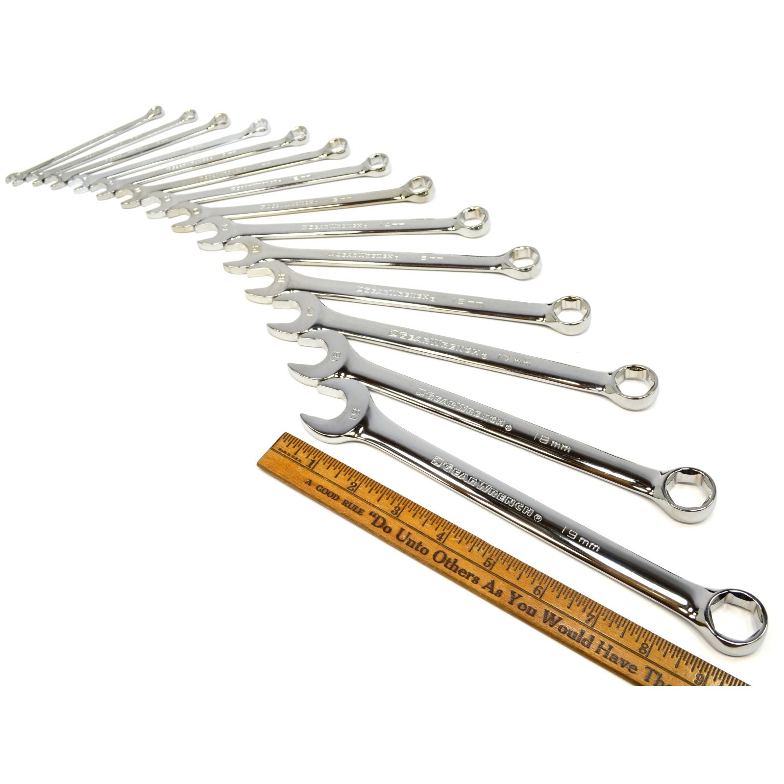 GEARWRENCH 14-Piece Metric Combination Wrench Set - 6-Point Full Polish Chrome Vanadium Steel - Perfect for Automotive Repair & DIY Mechanics