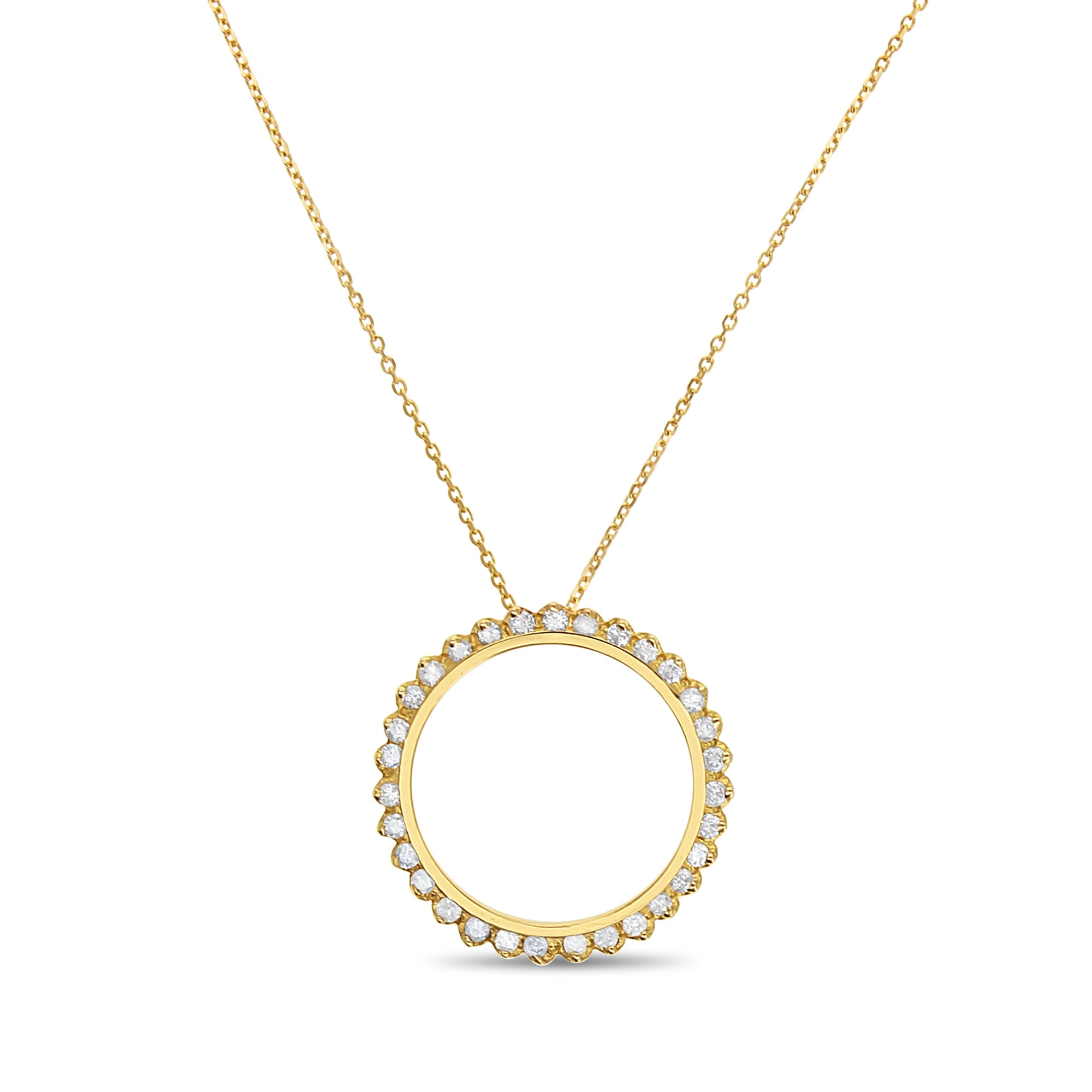 1 Carat Circle of Life Diamond Pendant Necklace in 14K Yellow Gold - Elegant Gift for Anniversary, Valentine's Day & Special Occasions