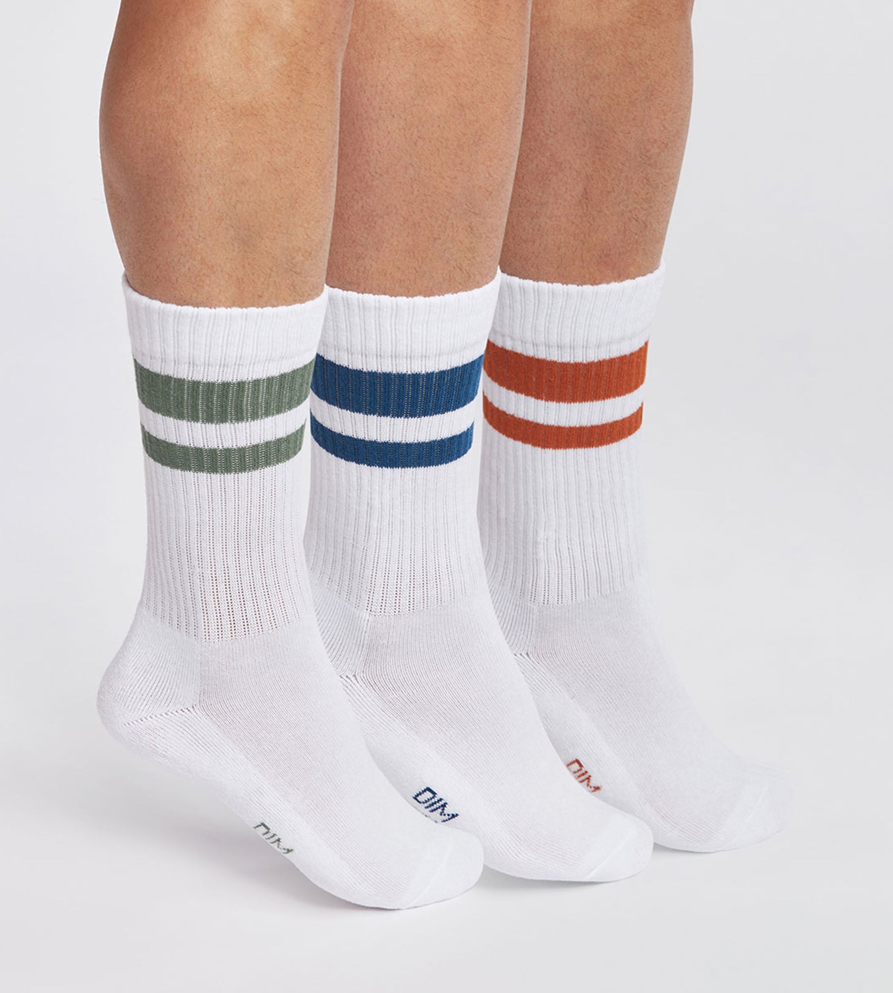 3 Pairs Men's Cotton Socks - White & Green EcoDim Sport Socks for Running, Gym & Casual Wear