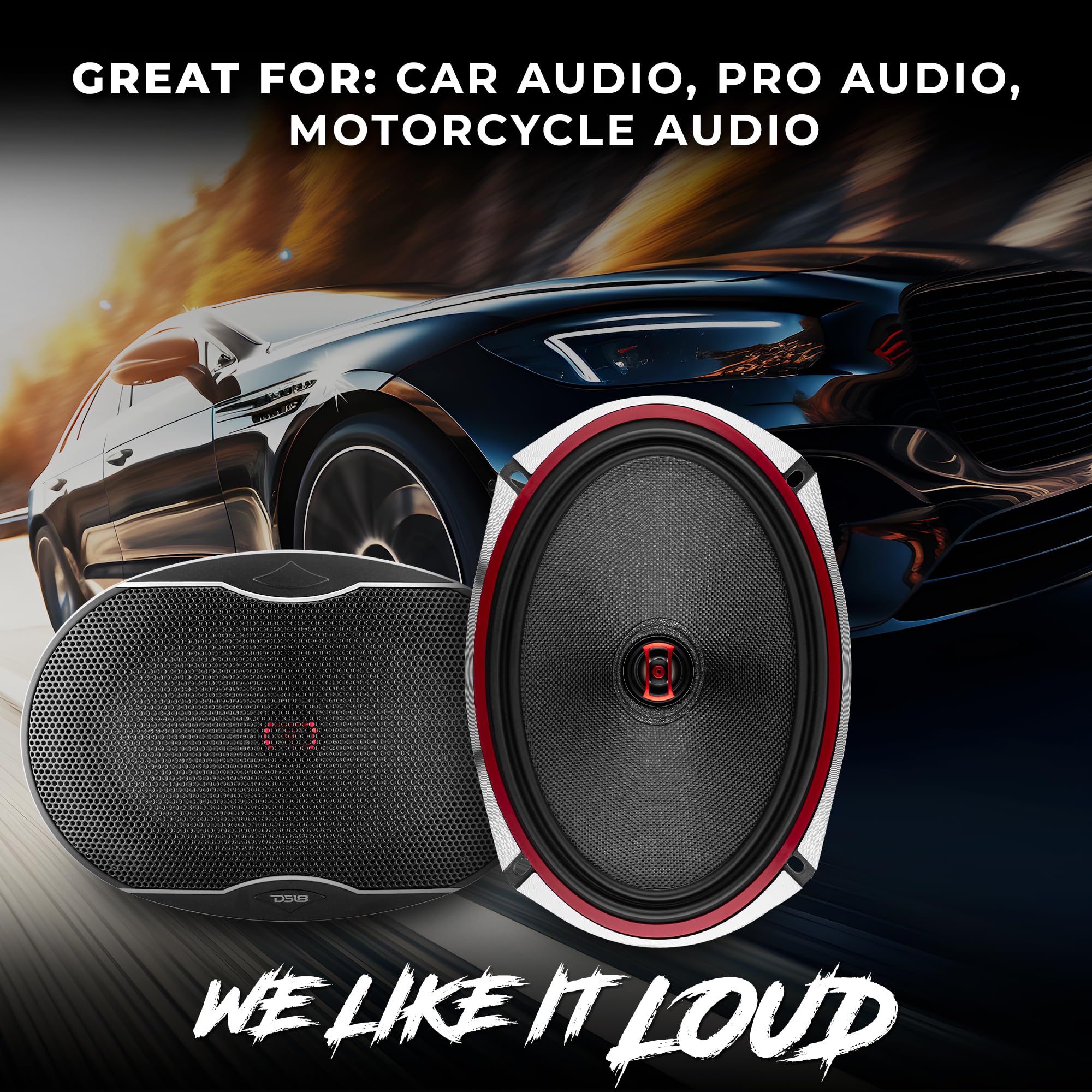 DS18 EXL-SQ6.9 6x9 Inch 2-Way Coaxial Car Speakers - 560W Peak Power, High Sound Quality with Glass Fiber Cones & Superior Bass Response - Sleek Compact Design - Perfect for Car Audio Upgrades & Enhanced Music Experience (Set of 2)