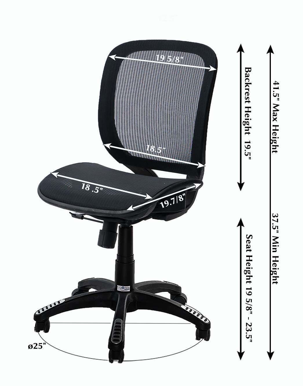 ErgoMax Ergonomic Office Chair - Fully Meshed Back, Height Adjustable (Up to 42