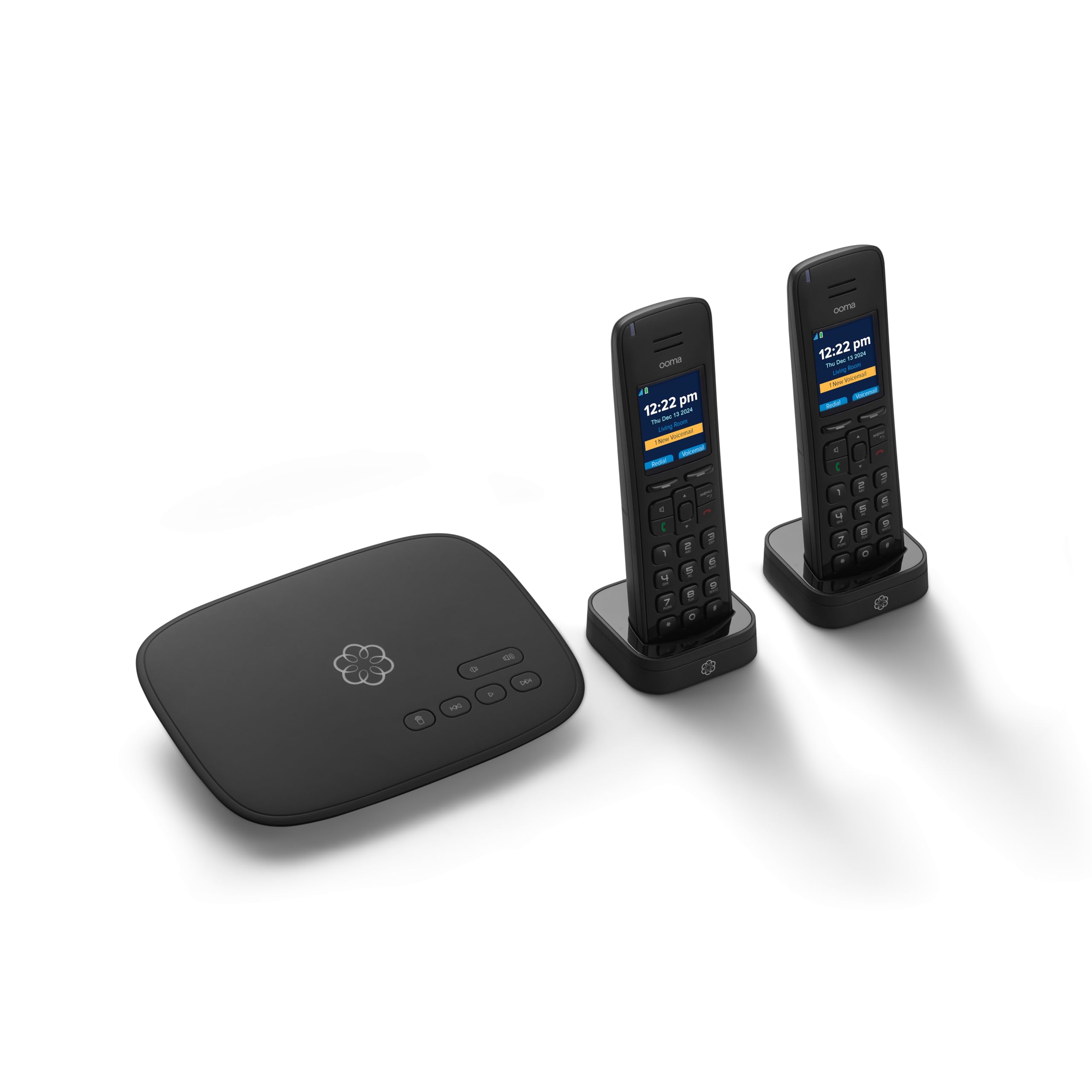 OOMA Telo Free Home Phone Service with 2 HD3 Handsets - Compatible with Amazon Echo & Smart Devices (811008023409) + Water Sensor - Perfect for Home Security & Smart Home Integration