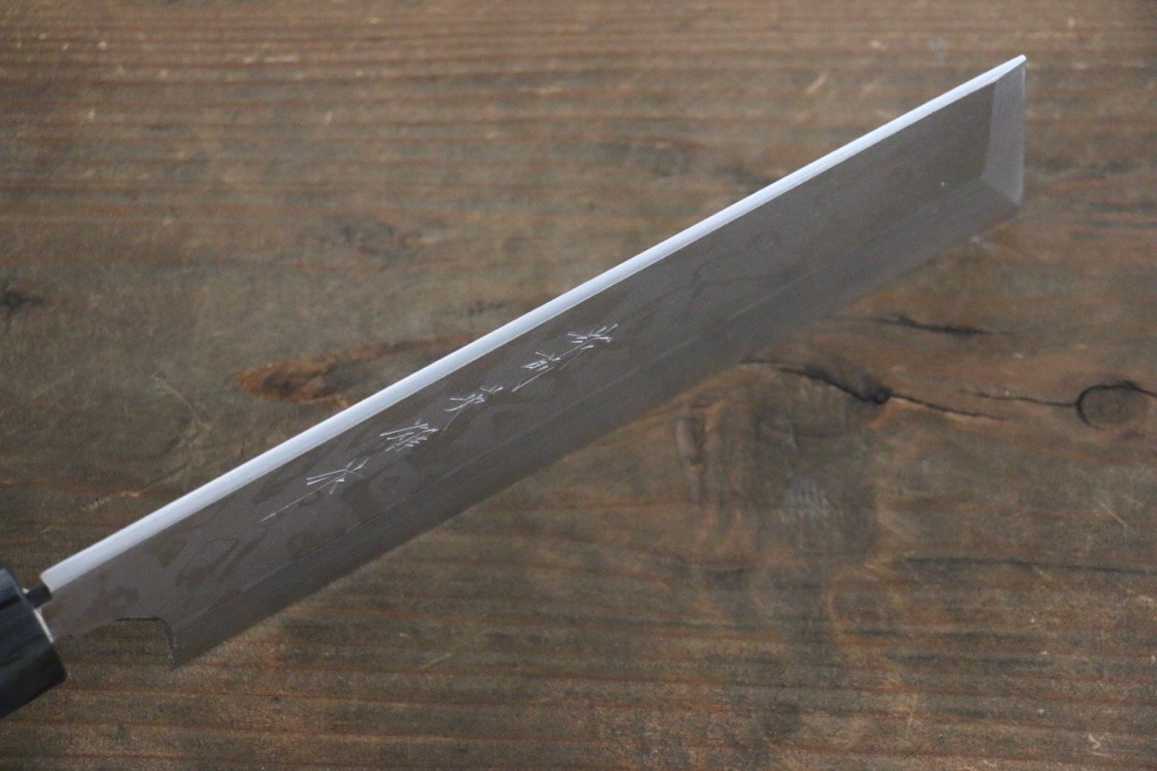 Premium Hideo Kitaoka White Steel No.2 Damascus Kakugata Usuba 180mm Japanese Chef Knife with Shitan Handle - Perfect for Sushi, Vegetables & Precision Cutting