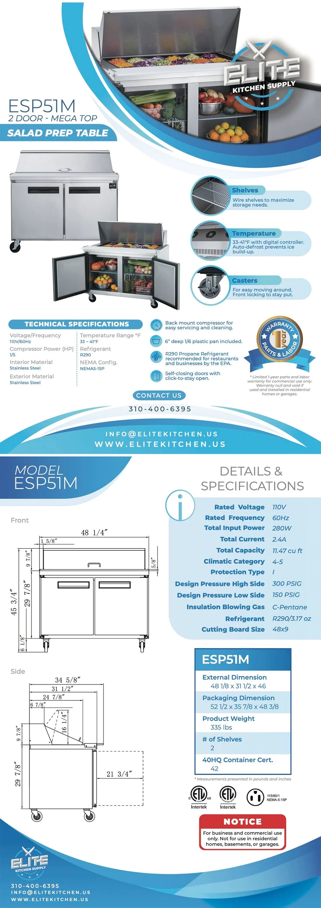 ESP51M Mega Top Commercial Refrigerator - 60