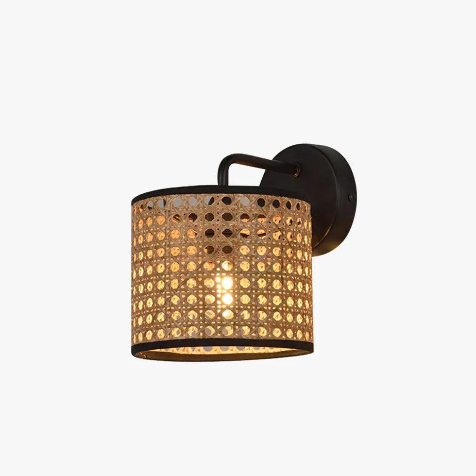 Black Rattan Wall Lights for Bedroom - Boho Chic Lighting Fixtures for Bedside, Living Room, and Patio Decor