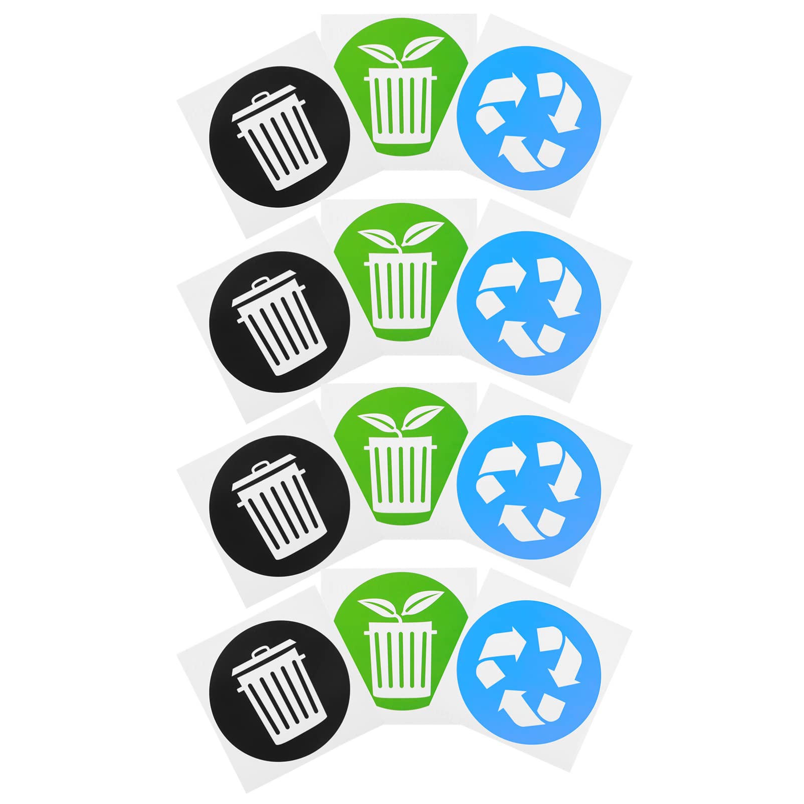 12-Pack Self-Adhesive PVC Trash Can Labels - Waterproof Garbage Bin Stickers for Office, Home & Public Recycling Bins - Durable Waste Container Signs for Easy Sorting & Organization (Indoor/Outdoor Use)
