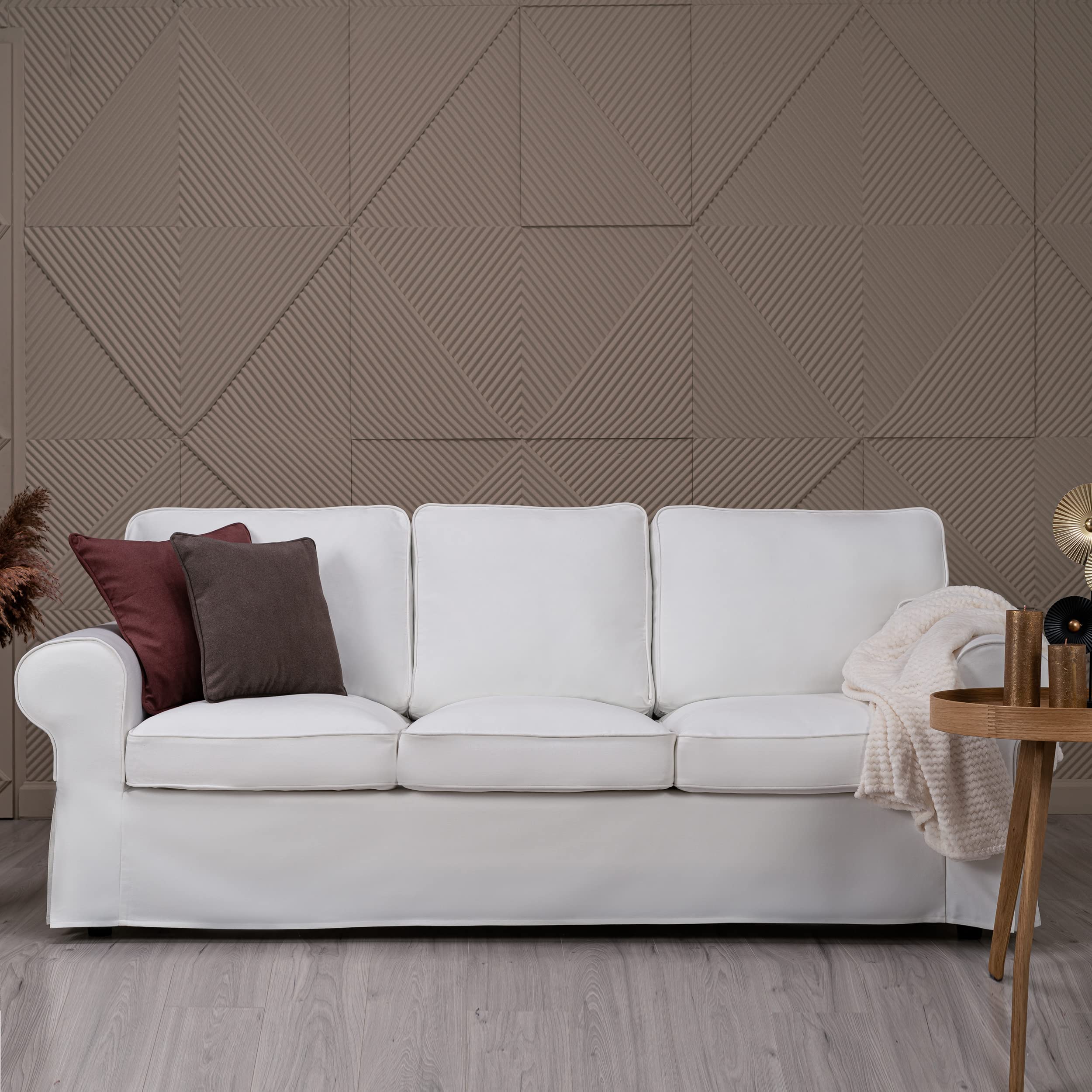 TLYESD Ektorp Sofa Cover 3-Seat Replacement for IKEA Ektorp Sofa - Durable Stretchable Couch Cover in Cool White | Perfect for Living Room, Bedroom & Home Decor Protection
